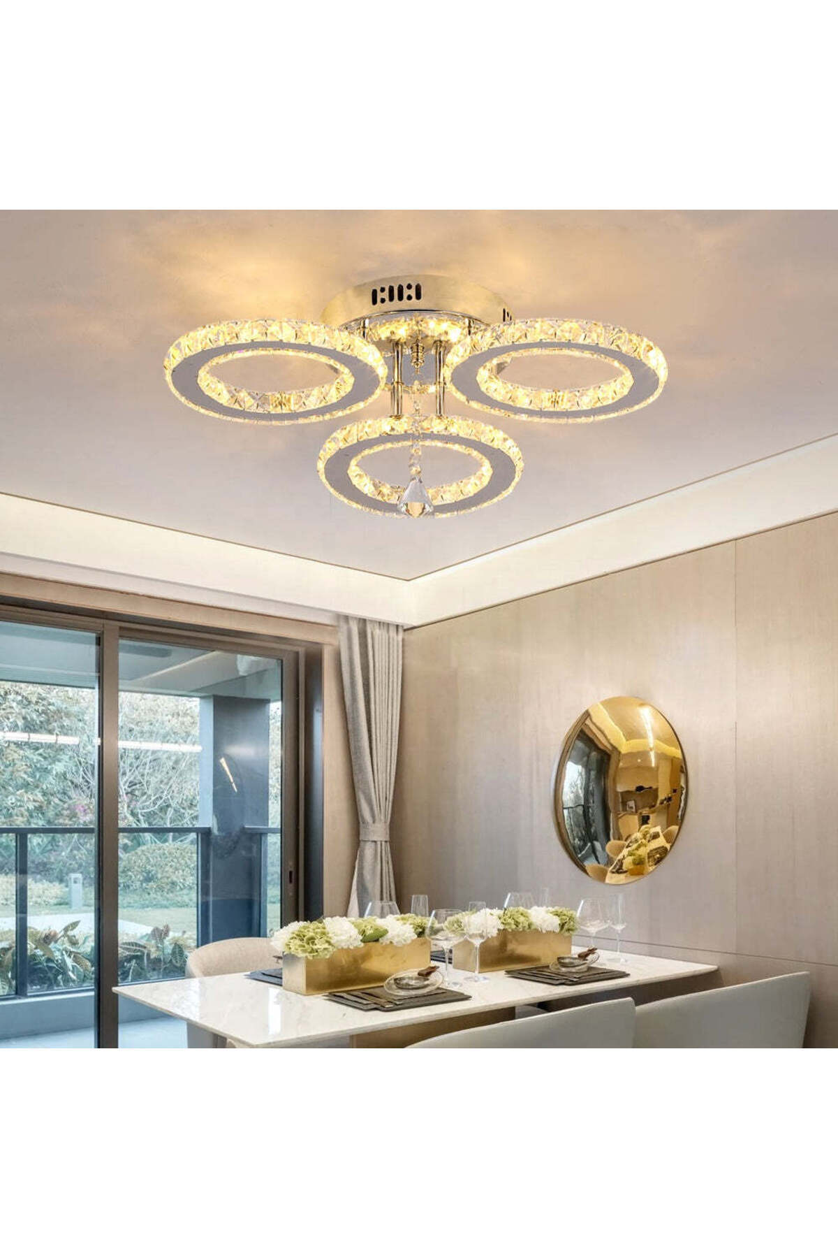 KORMAN TECHNIK-LED chandelier with remote control and crystal ALANUBIS 37W, 3 Circles, Dimmable, Glossy Chrome 3