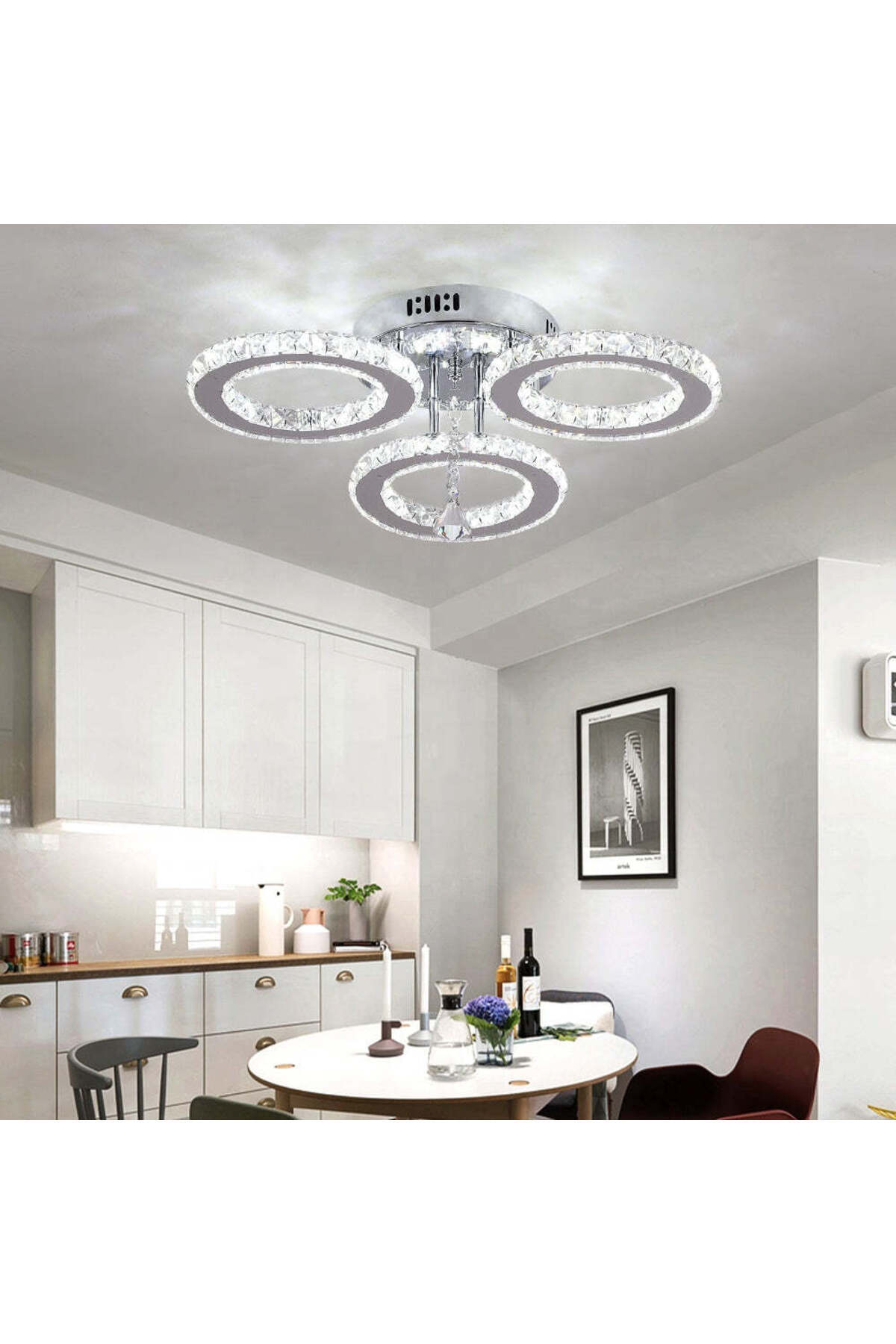 KORMAN TECHNIK-LED chandelier with remote control and crystal ALANUBIS 37W, 3 Circles, Dimmable, Glossy Chrome 4