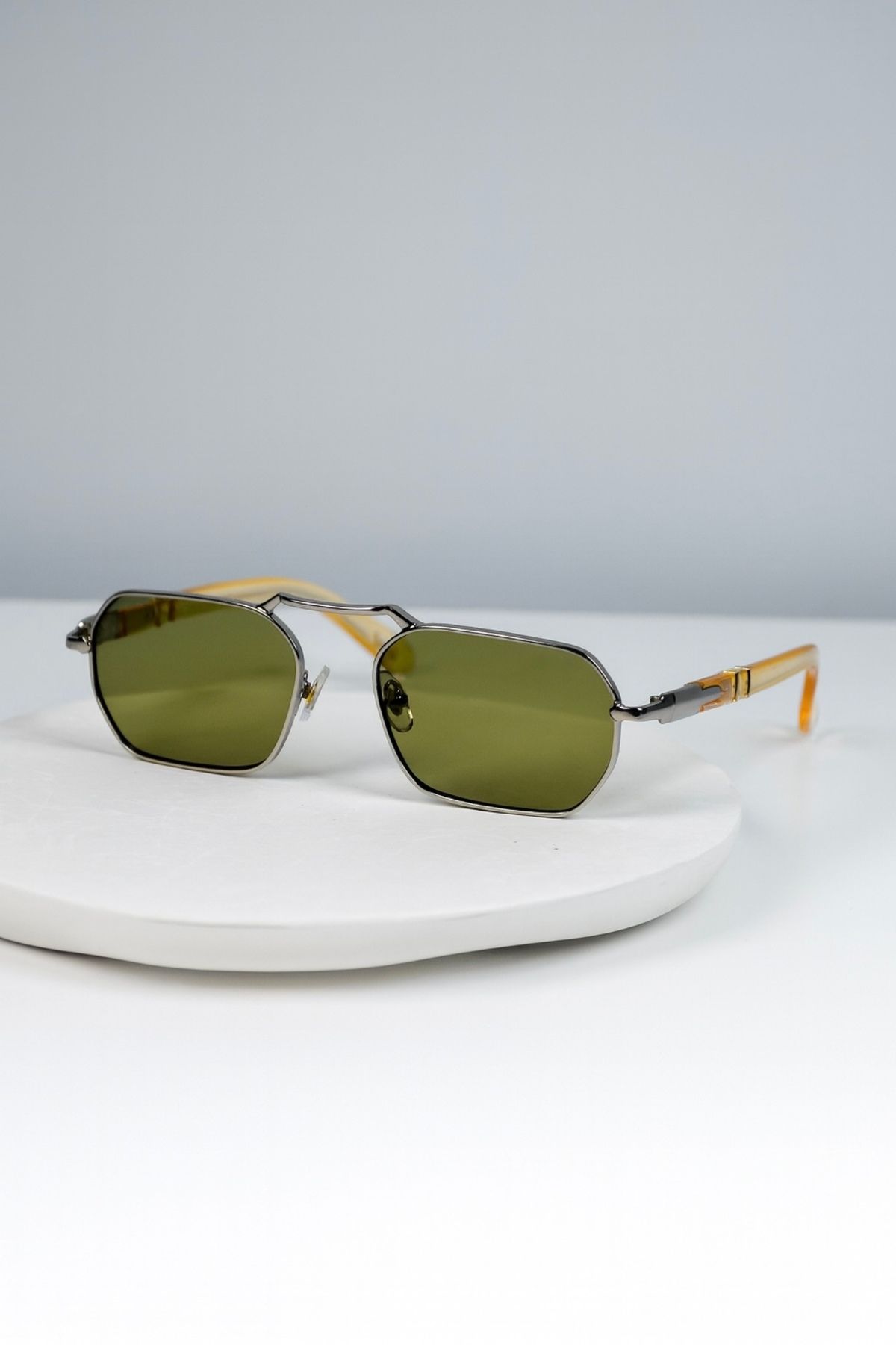 LOOKUP NEW-Eşref Tek Unisex Men's Uv400 Protected Square Rectangular Metal Stainless Sunglasses 2