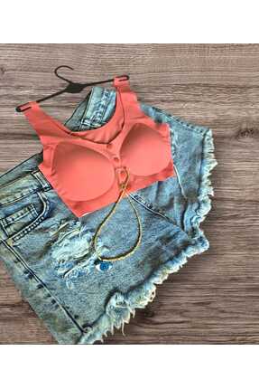 GMDPstore Önden Düğmeli Microfiber Lazer Kesim Sütyen Çıkarılabilir Pedli