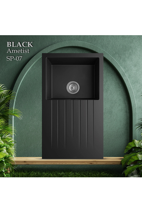 SYPRO Granit Eviye | Kare Izgaralı | Siyah | Ametist SP07 | Evye