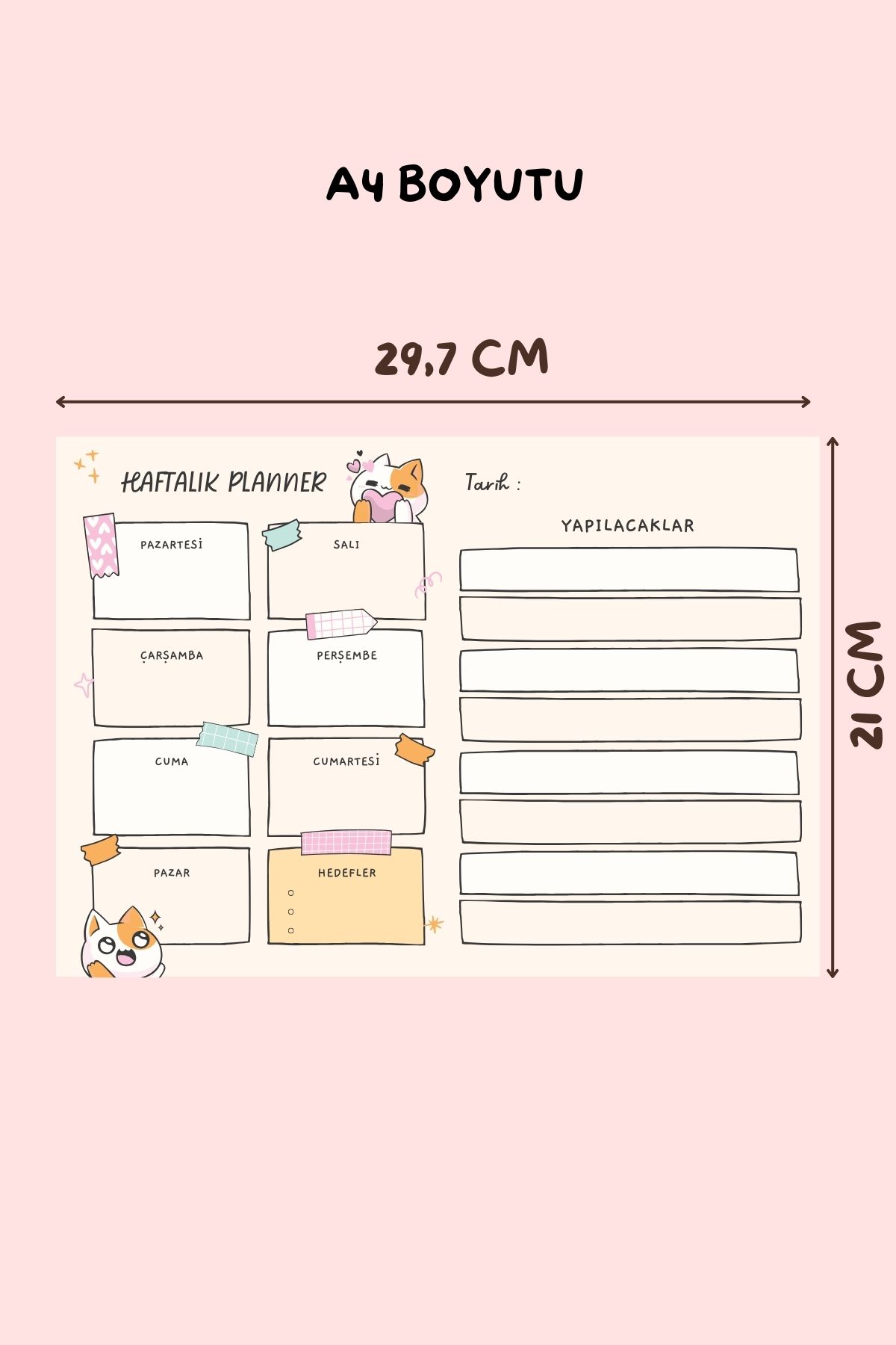 shop-Cat Patterned 2-Piece Horizontal A4 & A5 Notepad, Memo Pad, Notepad, Check List, School Notebook, Planner 4