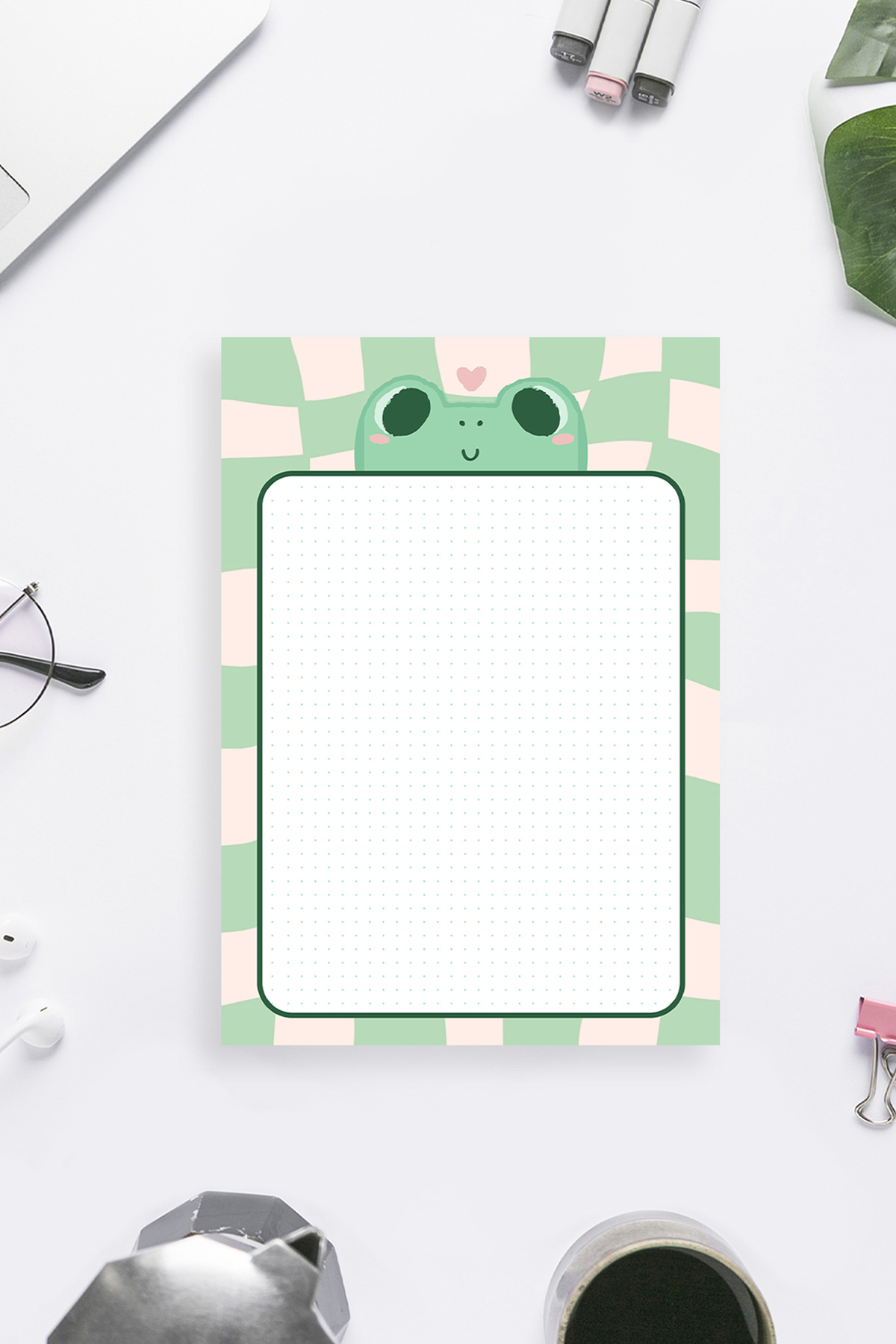 shop-Frog Patterned 2-Piece A4 & A5 Notepad, Memo Pad, Note Paper, Notepad, Check List, School Notebook 3