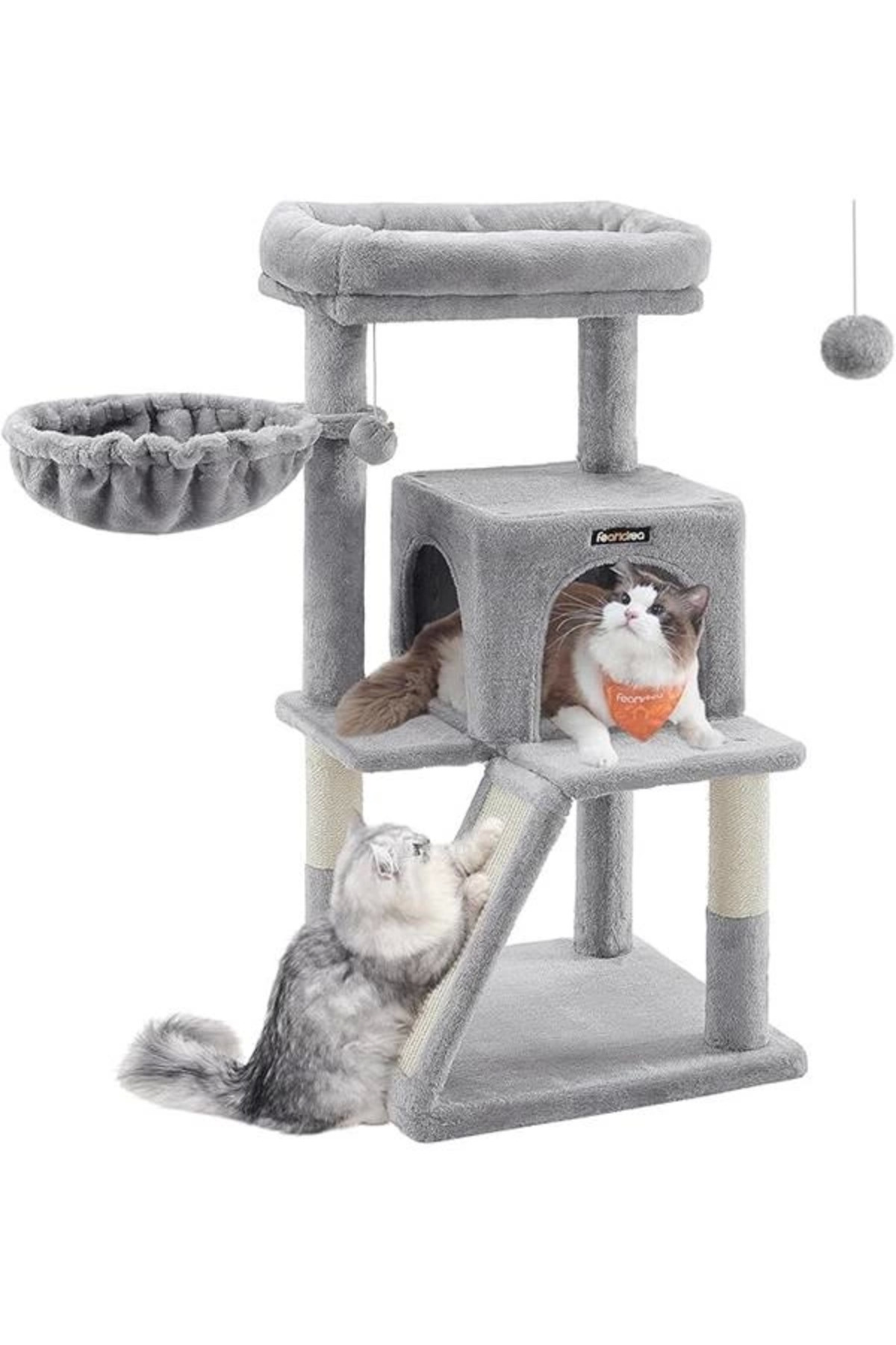 AyrStore Tırmalama Tahtası, Geniş Platformlu Kedi Ağacı, Açık Gri PCT51W