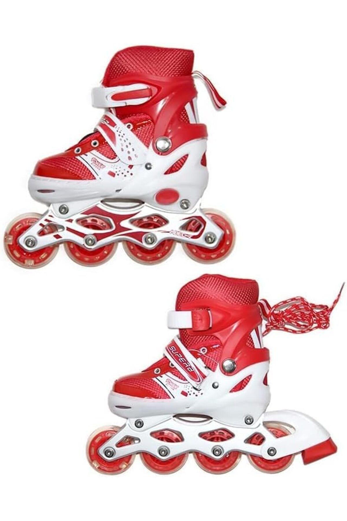 AGD-Adjustable Inline Skates for Kids and Beginners from with Four Wheels in Single Row - Red (S: 31 5