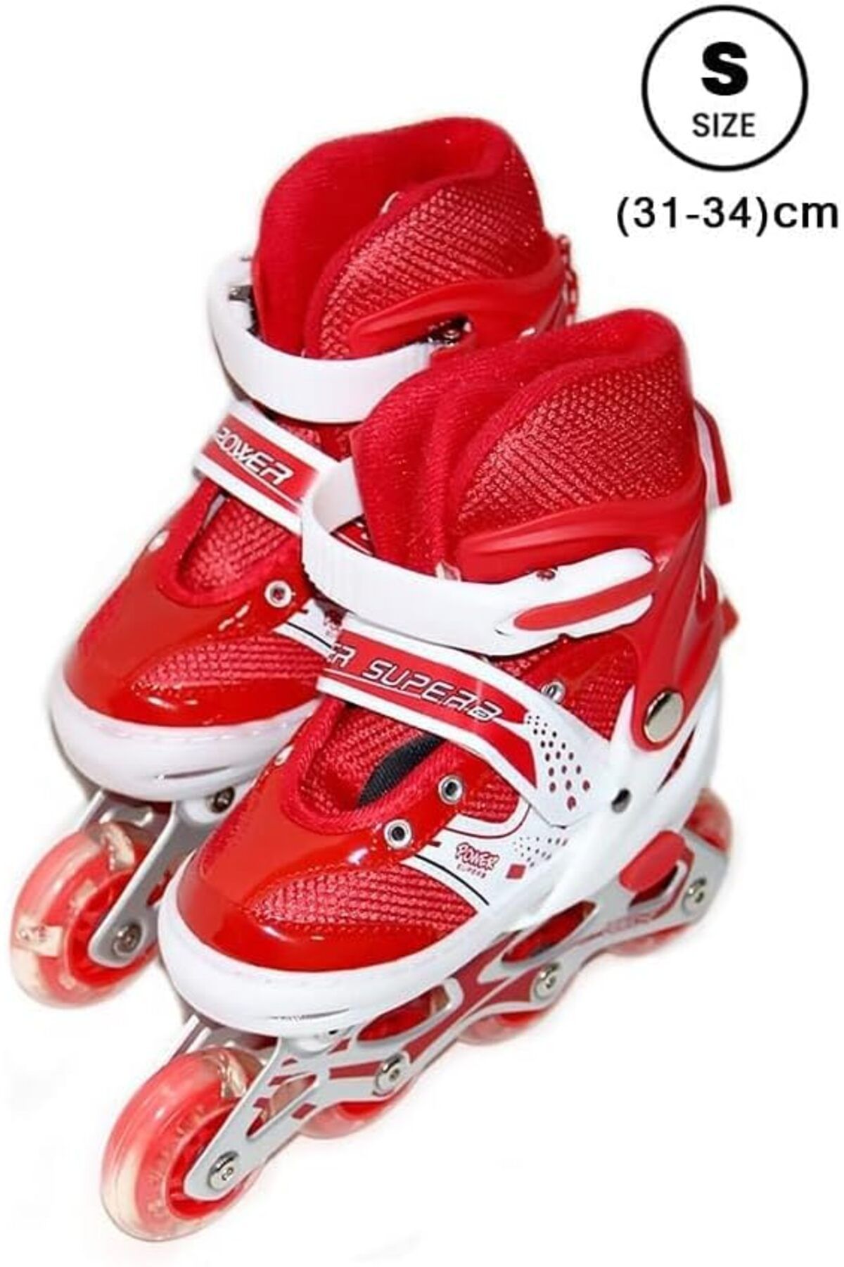 AGD-Adjustable Inline Skates for Kids and Beginners from with Four Wheels in Single Row - Red (S: 31 3