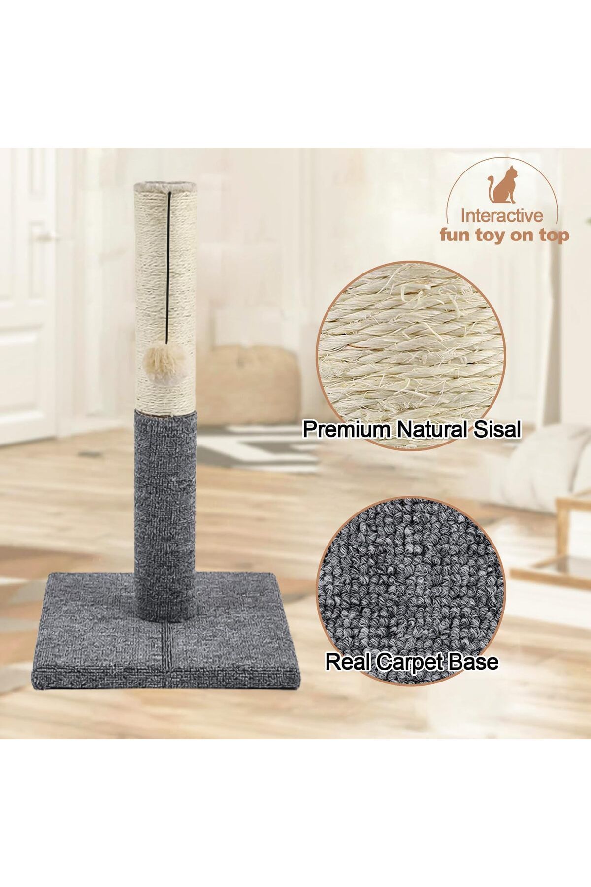 Gluckluz-Cat Scratching Post Scratch Tree Scratcher with Toy for Large Small Cats Kittens with Toy S 7