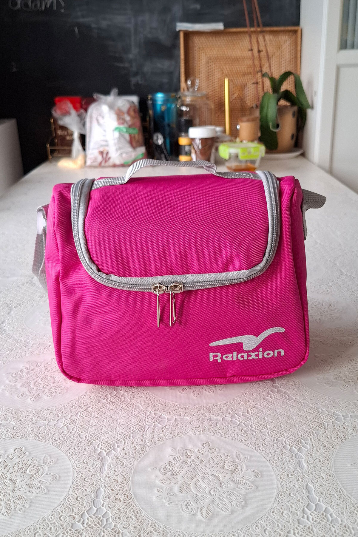 Relaxion Termoslu Okul Beslenme Çantası Fuşya/Koyu Pembe Termal Lunch Box Çocuk Yetişkin