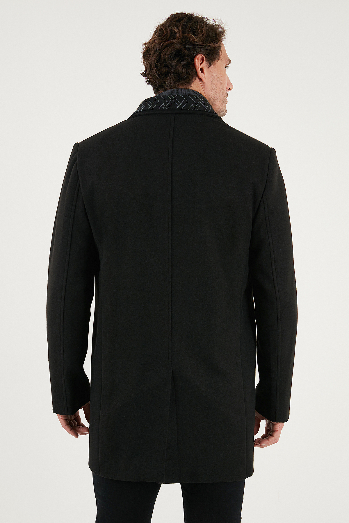 Buratti Yırtmaçlı Slim Fit Mono Yaka Kaşe Kaban Erkek KABAN 58400589 görsel 7