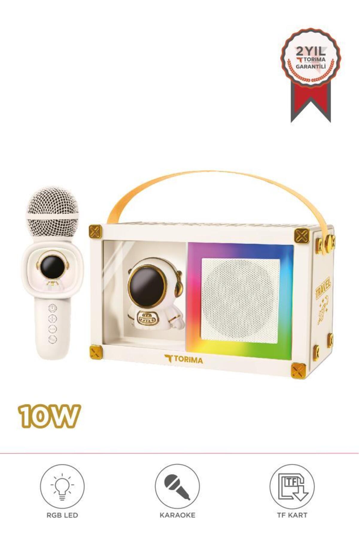 Torima Bluetooth Hoparlör Rgb Işıklı Mikrofonlu Karaoke Astronot