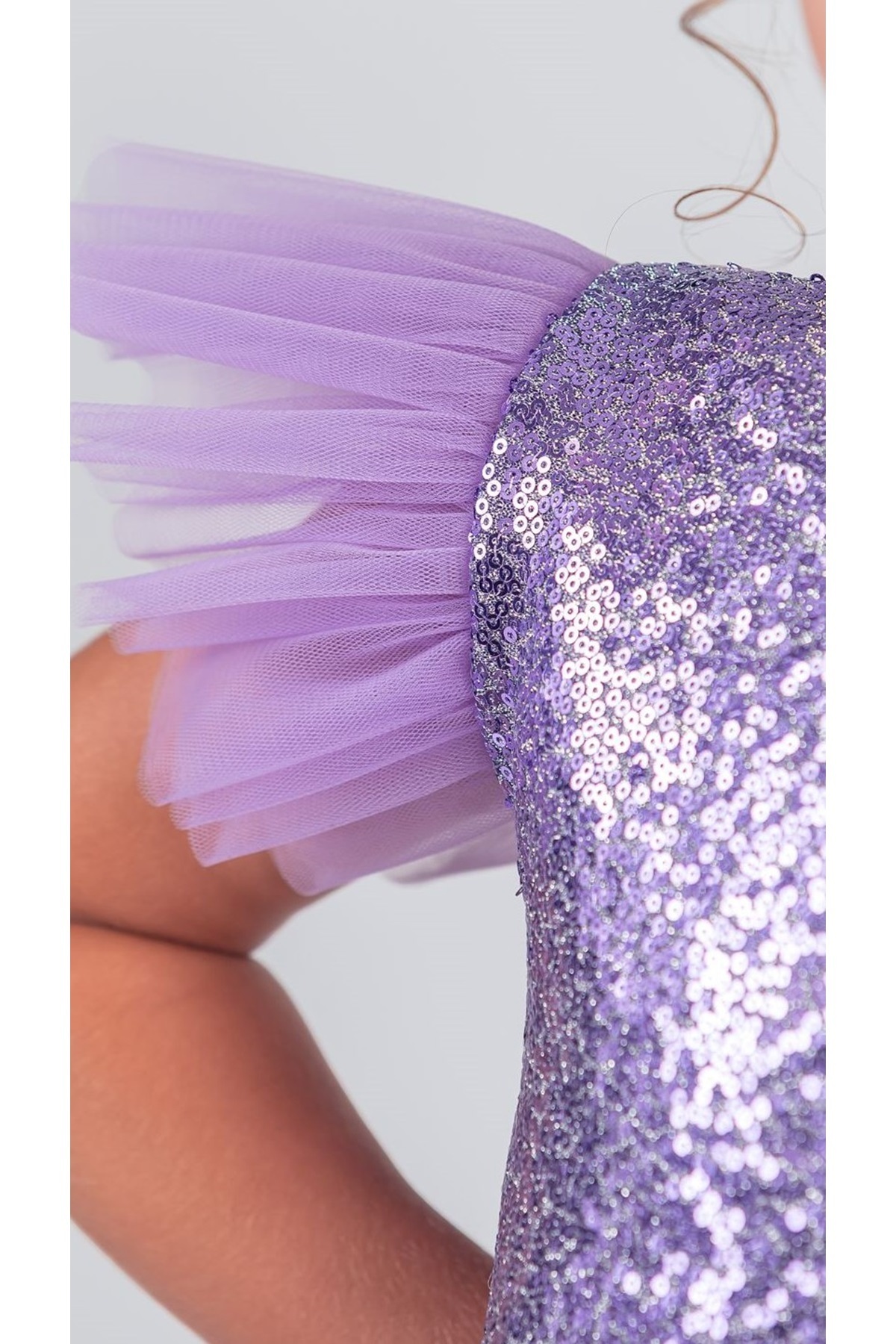 Mnk Baby&Kids Tüllü Kız Çocuk KPL Elbise MNK0526 LİLA fotoğrafı 5 (önizleme)