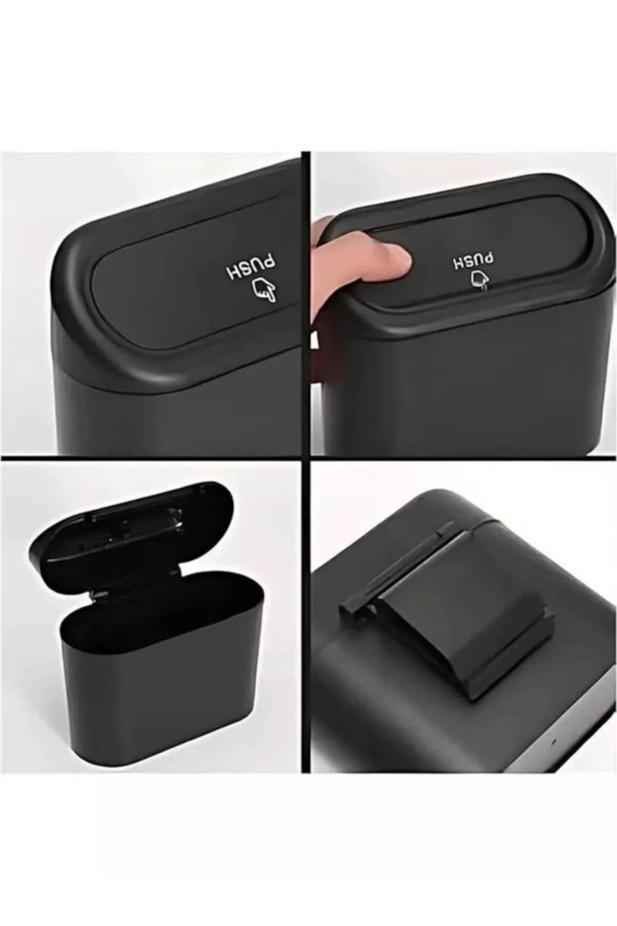 Anadolu Saray-Car Trash Can In-Vehicle Portable with Lid Organizer Garbage Bucket Push Lid Bucket 5