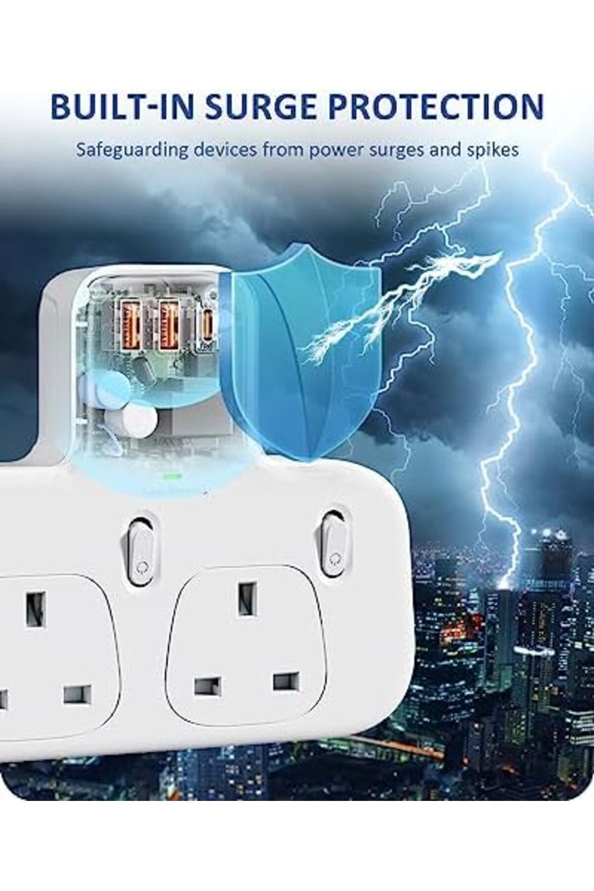LENCENT-3 Way Plug Extension with PD 20W USB-C & 2 USB-A QC 3.0, Multi Plug Adaptor UK with Individu 6