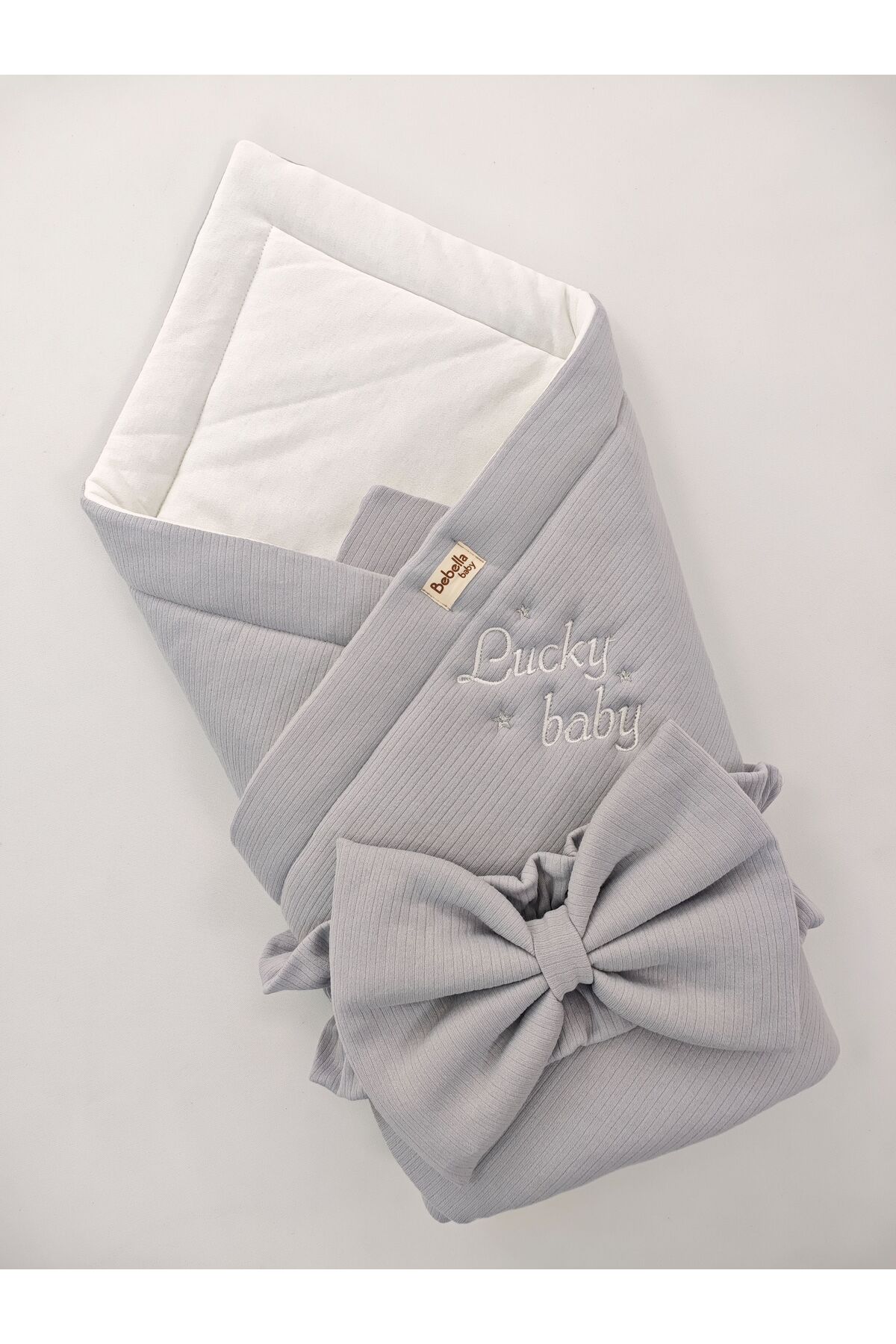 Bebella Gri %100 Pamuklu Bebek Battaniyesi 85x85 cm Yenidoğan Kundak Hastane Çıkışı Hediyelik Oyun Matı fotoğrafı 5 (önizleme)