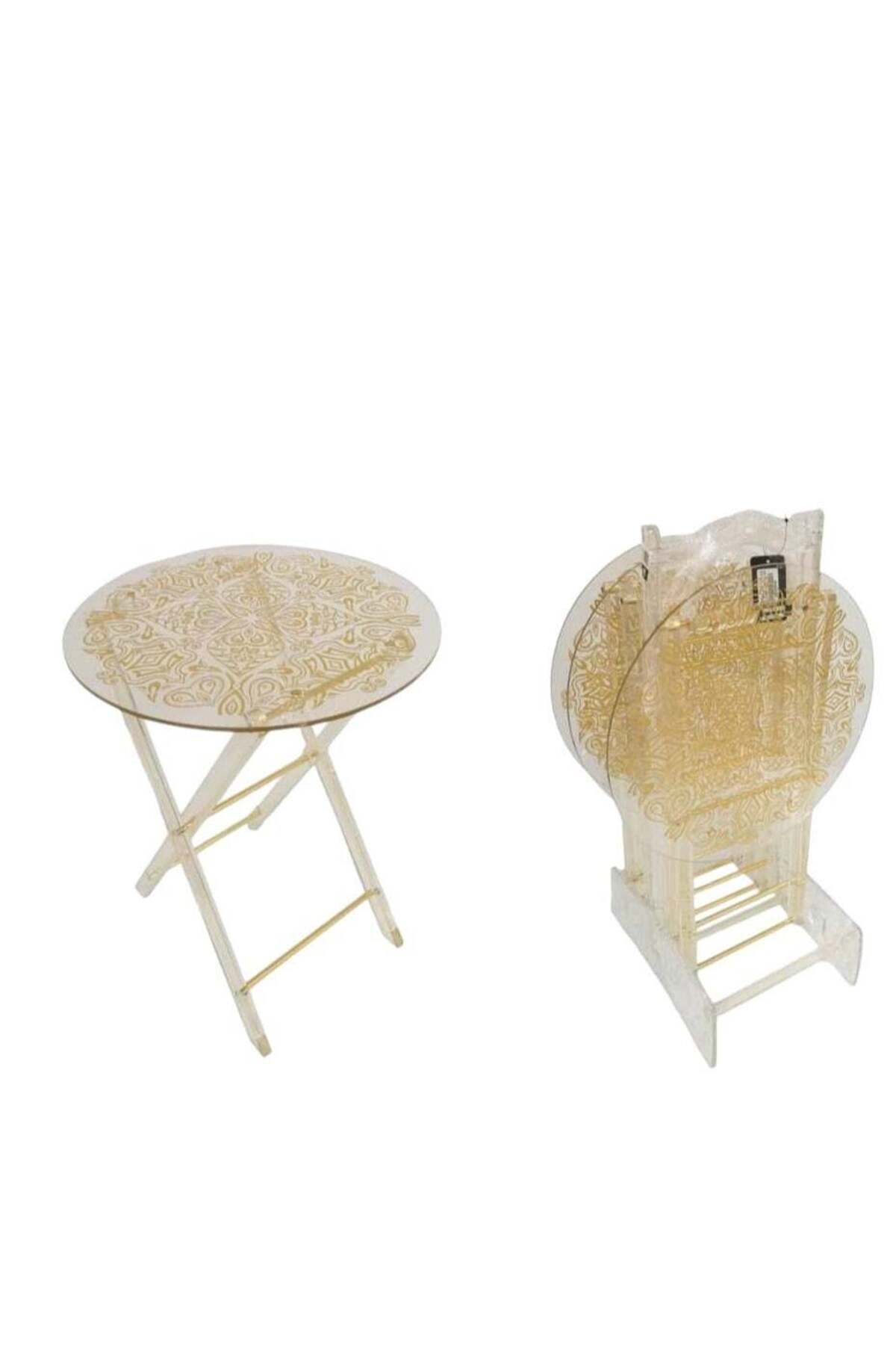 BYT ALRWASM FOR TRADE-Side Service Tables Set of 4 Transparent Foldable for Elegant and Ideal Home Suitable for Serving 1