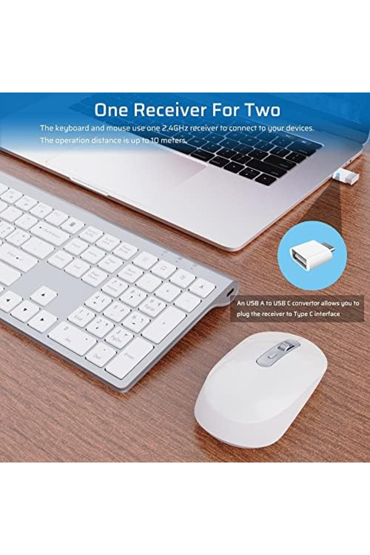 Generic-CREATMOR wireless keyboard and mouse, Rechargeable keyboard and mouse, Full Size Wireless keyboard w 5