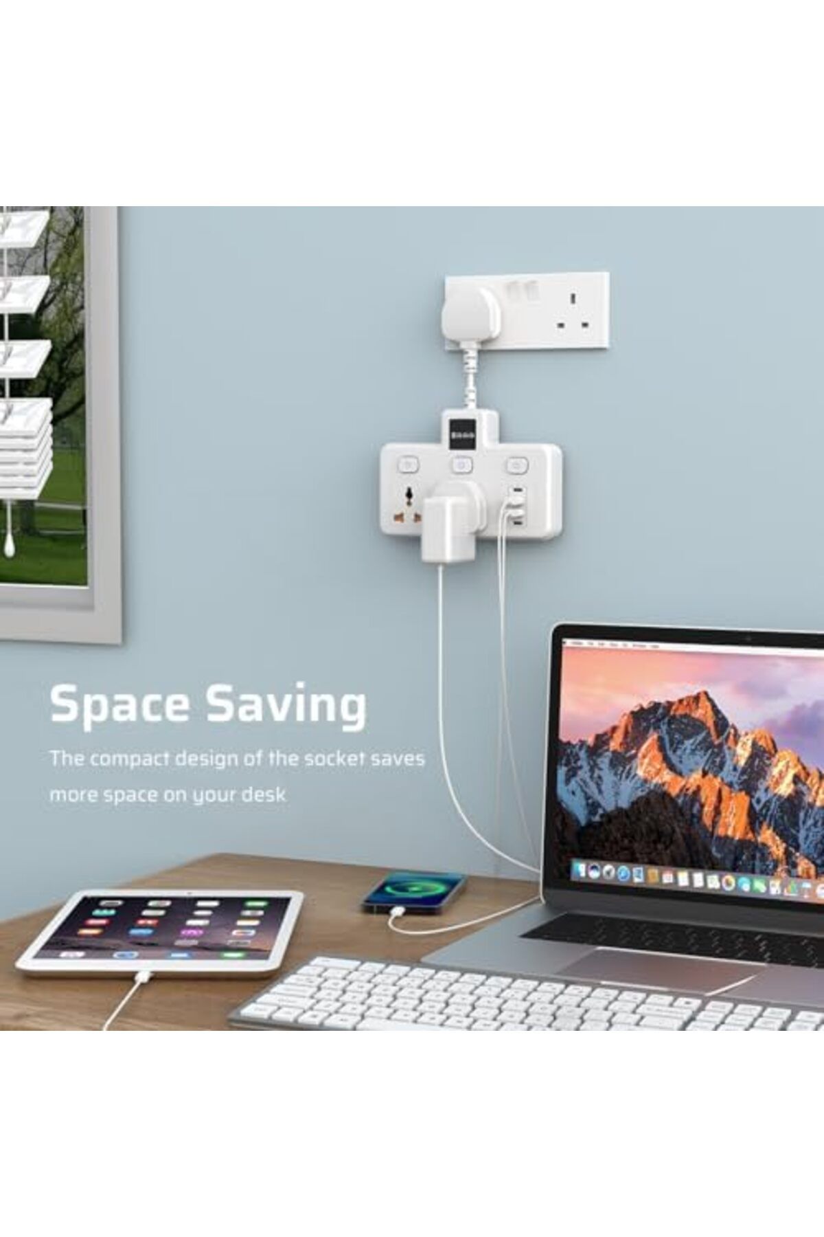 Generic-CREATMOR Extension Cord Power Extender Socket, 2-Outlet Multi Plug Extension Socket with 4 USB Power 8