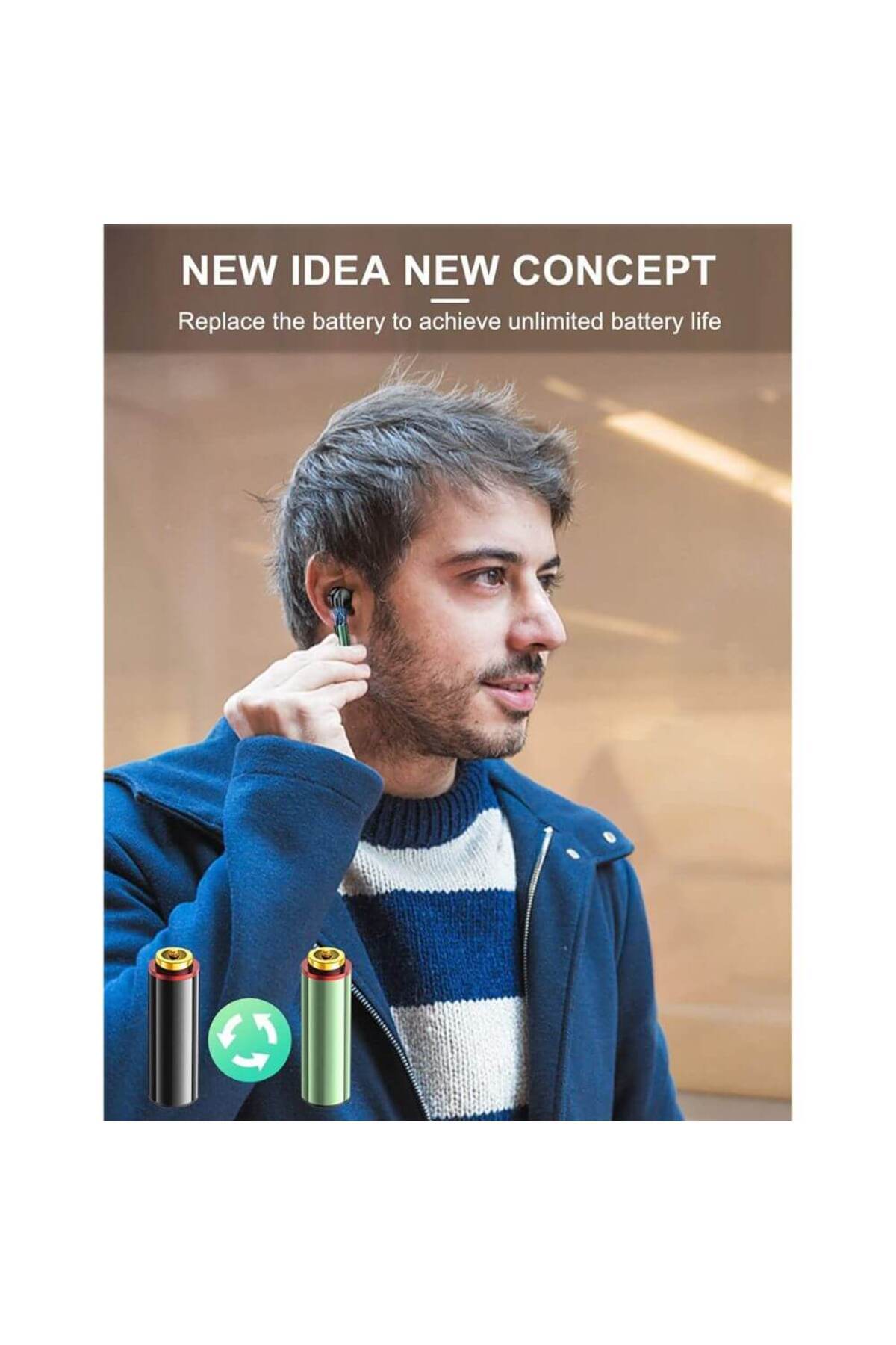 Generic-Wireless Bluetooth Earbuds With Replaceable Battery 100 H Playtime Noise Cancelling 4