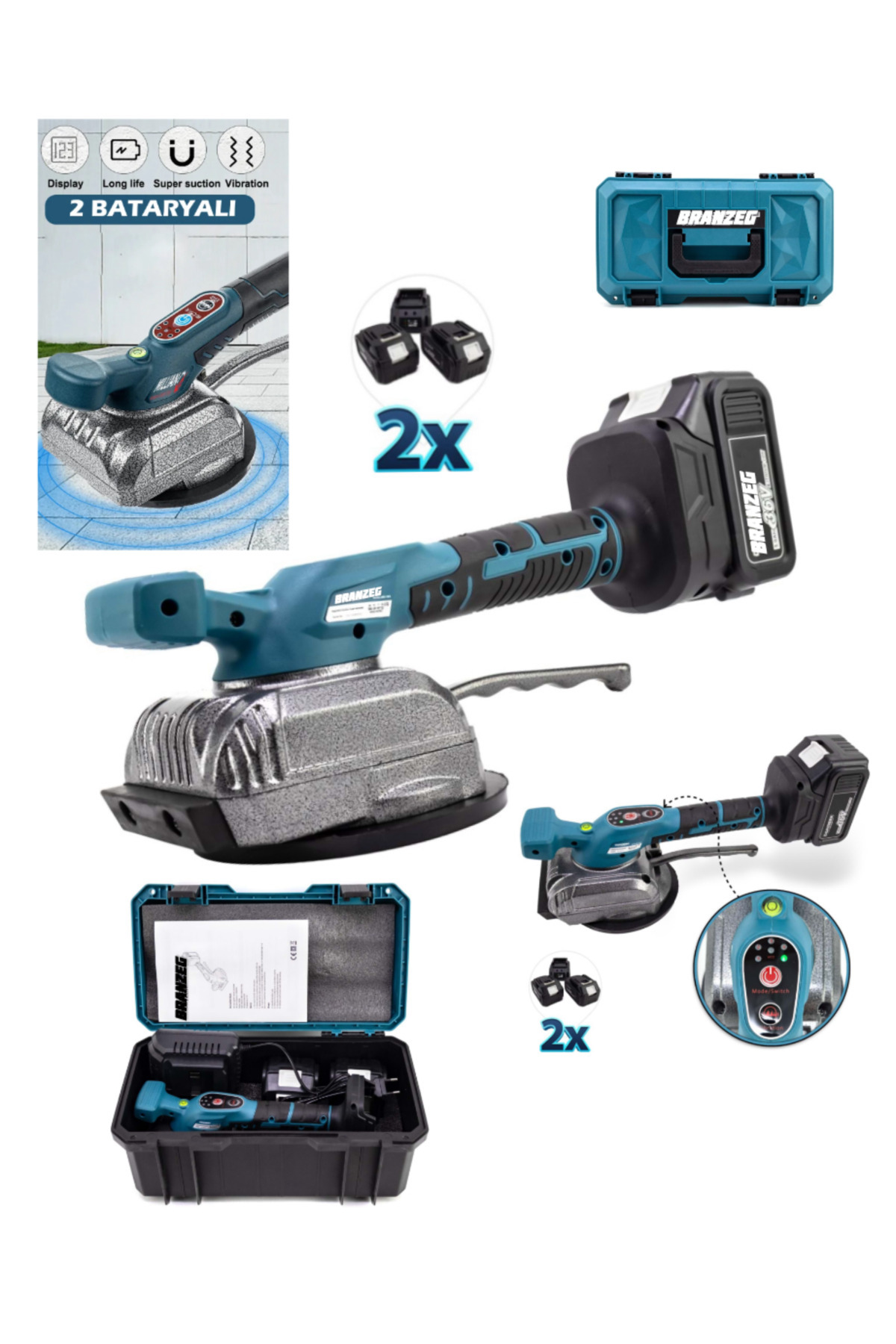 BRANZEG Terazili Titreşimli Şarjlı Fayans Tokmağı Fayans Tutma Makinası