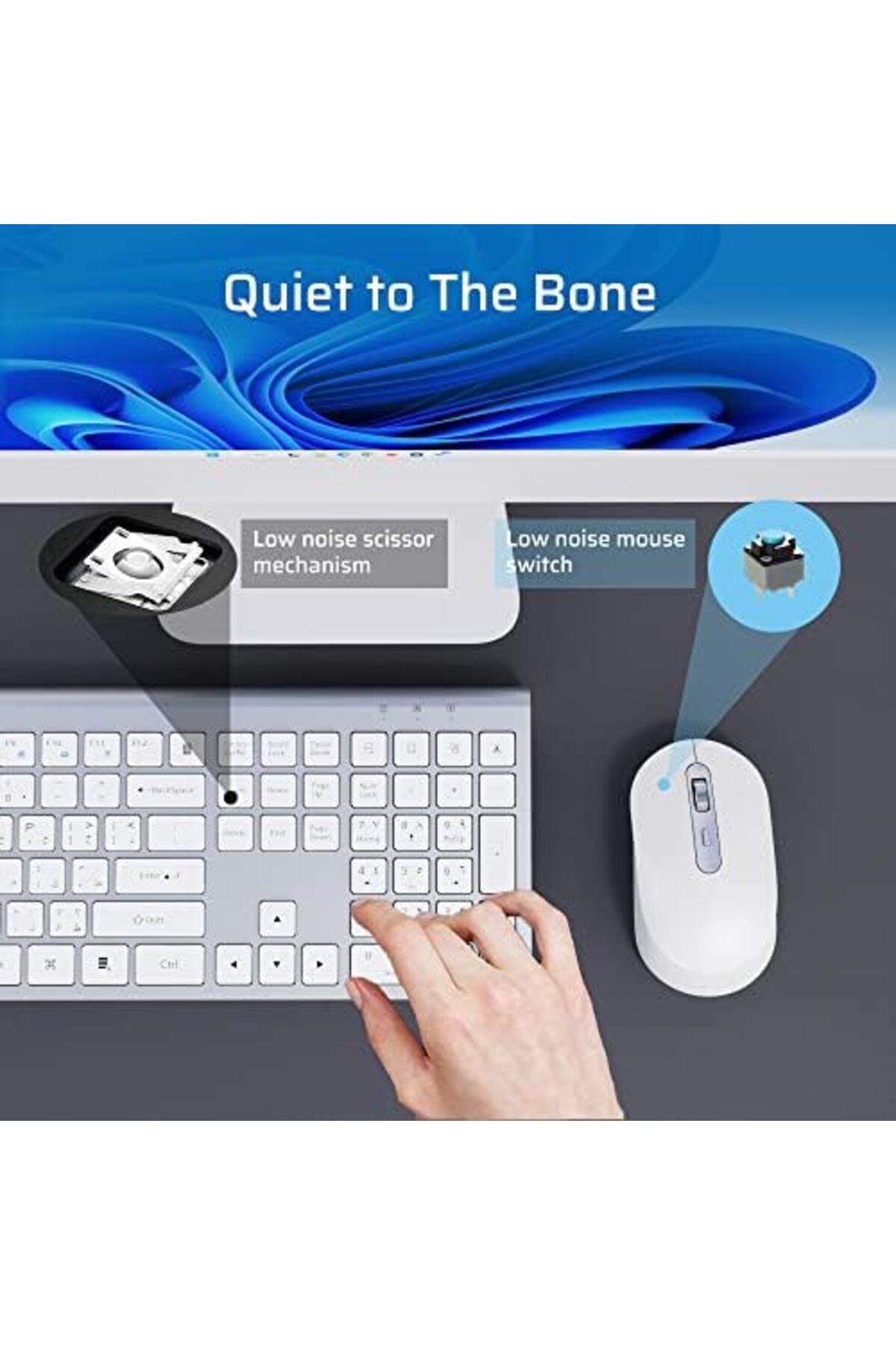 Generic-CREATMOR wireless keyboard and mouse, Rechargeable keyboard and mouse, Full Size Wireless keyboard w 6