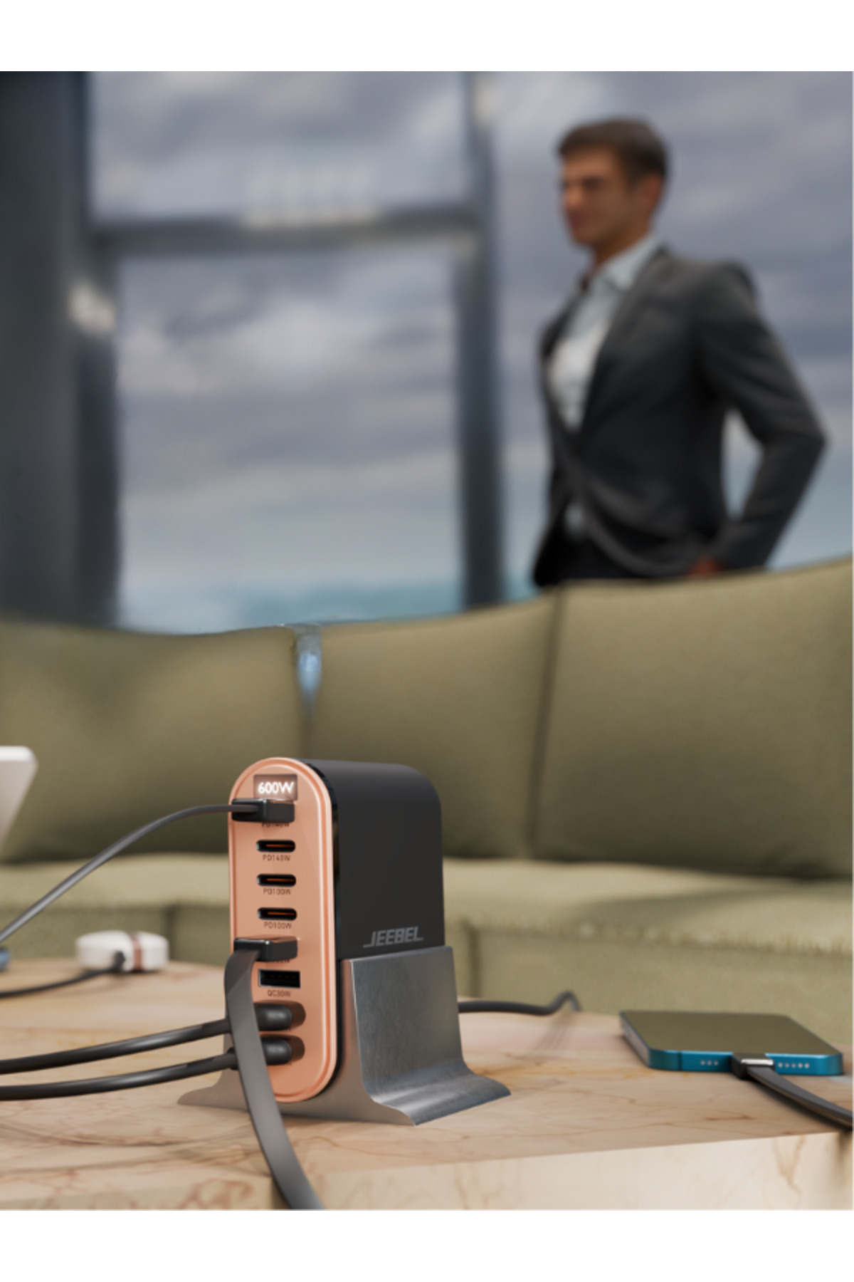 محطة شحن سطح المكتب VoltOn GaN 600W، 8 منافذ USB-C...