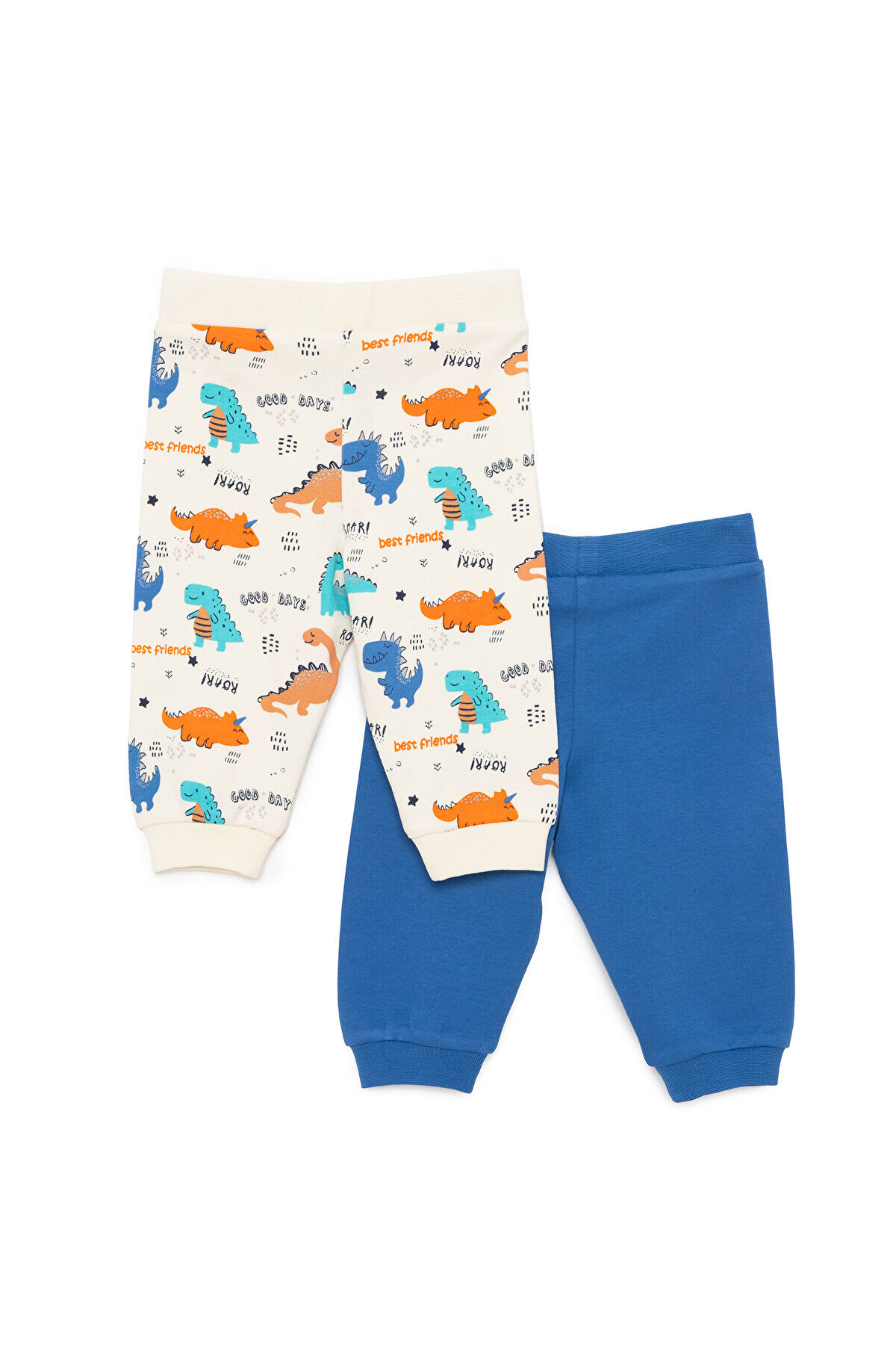 ebebek Hello Baby HelloBaby Erkek Bebek Basic 2li Patiksiz Alt İnterlok Roar Desenli Ekru fotoğrafı 2 (önizleme)