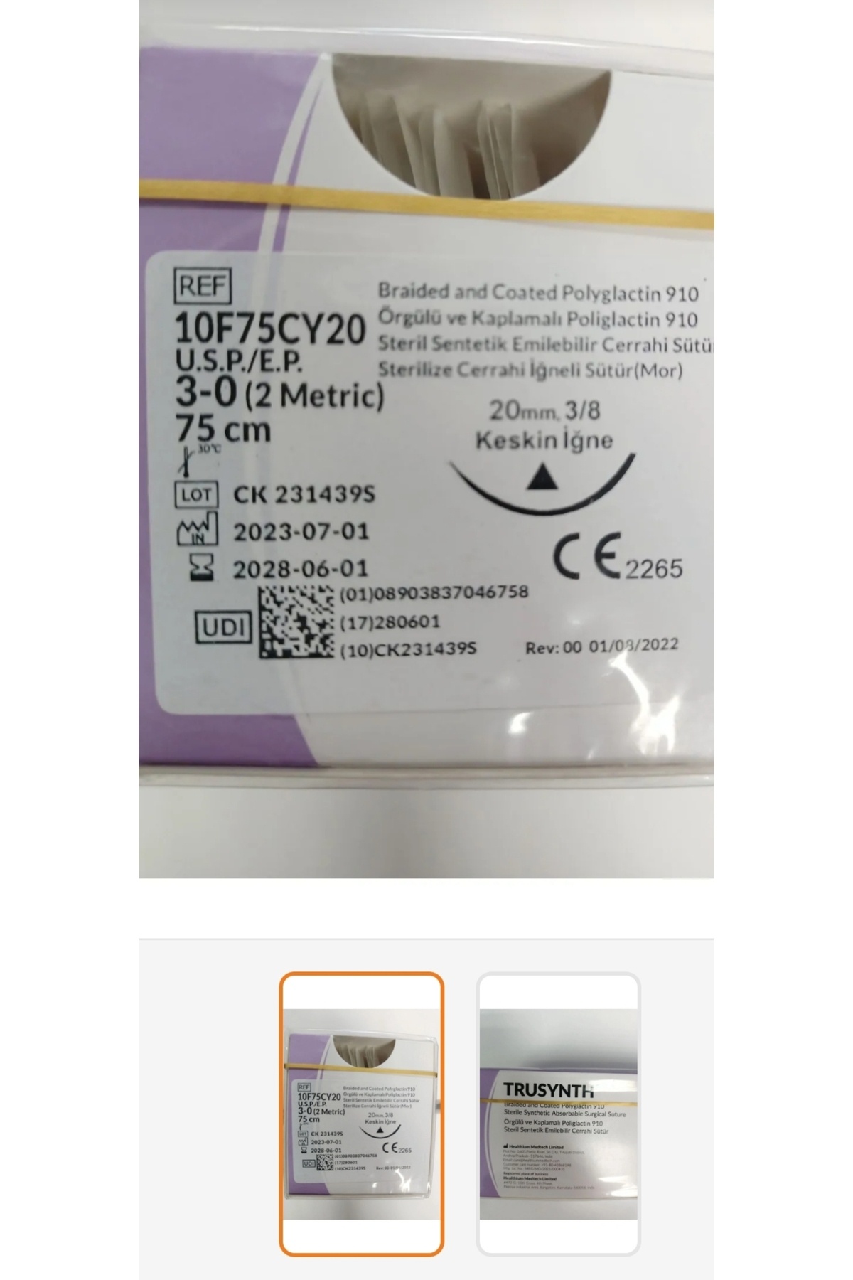 TRUSILK TRUSYNTH 3.0 EMİLEBİLİR CERRAHİ İPLİK (12 ADET)