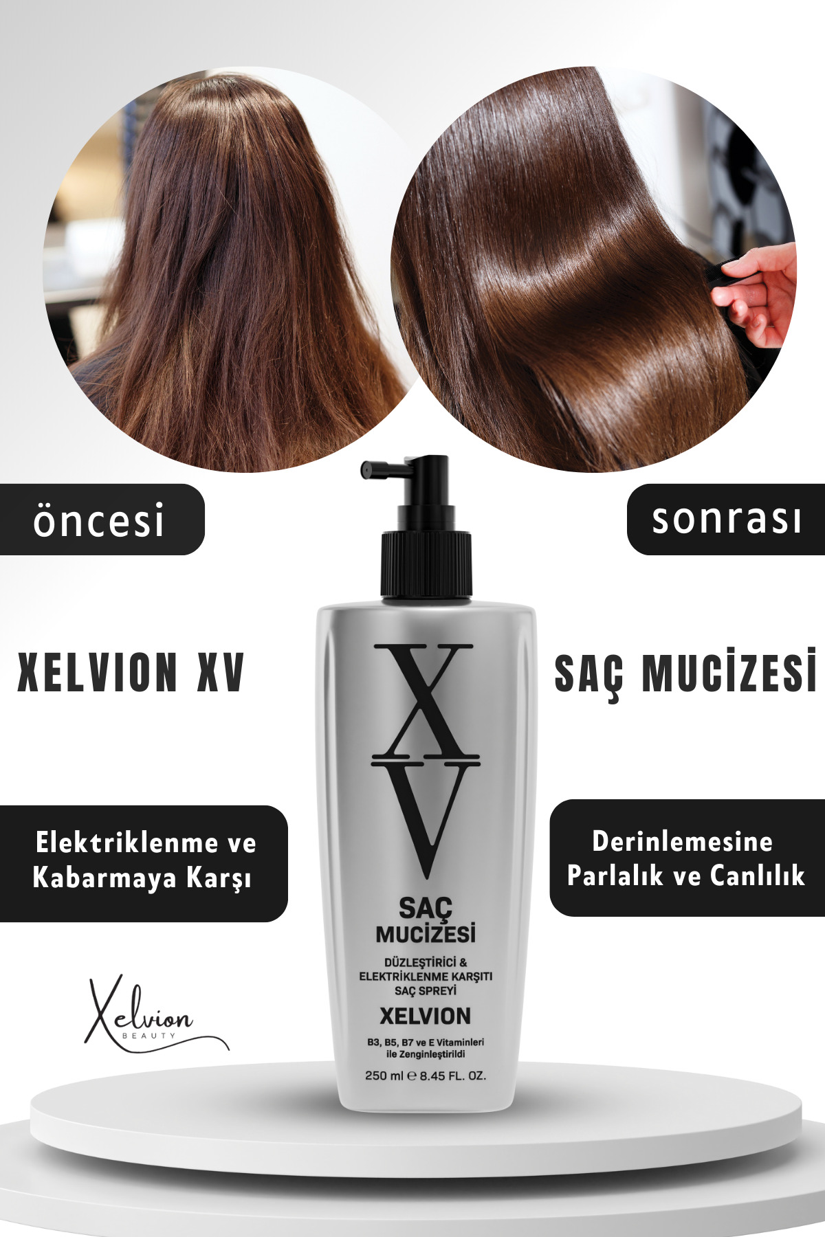 Xelvion XV Elektriklenme Karşıtı, Düzleştirici Etkili Saç Spreyi 250 ml — XELXV004 — تصویر 7 از 8