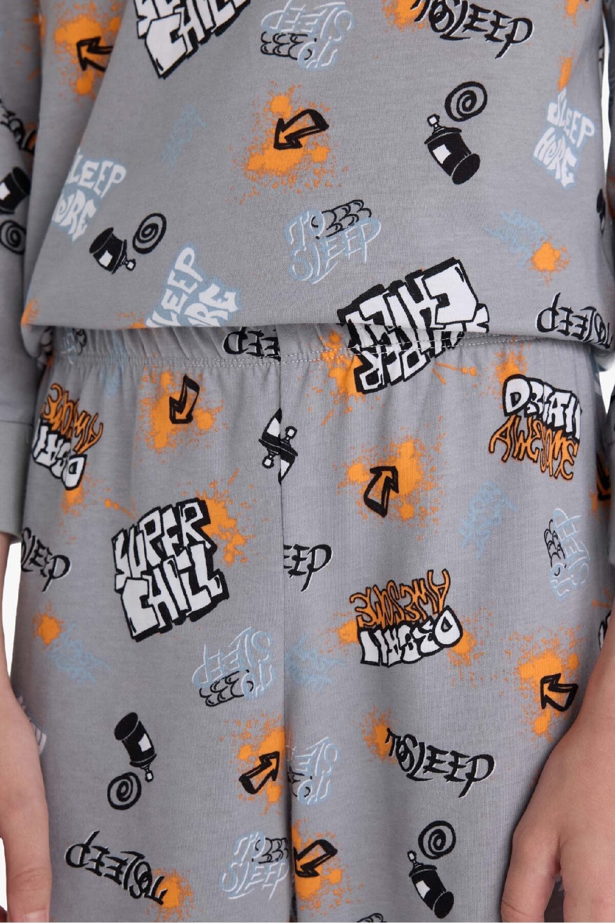 DeFacto-Boys Pajamas Set Patterned Long Sleeve Top Long Bottom F1892A825Au 6