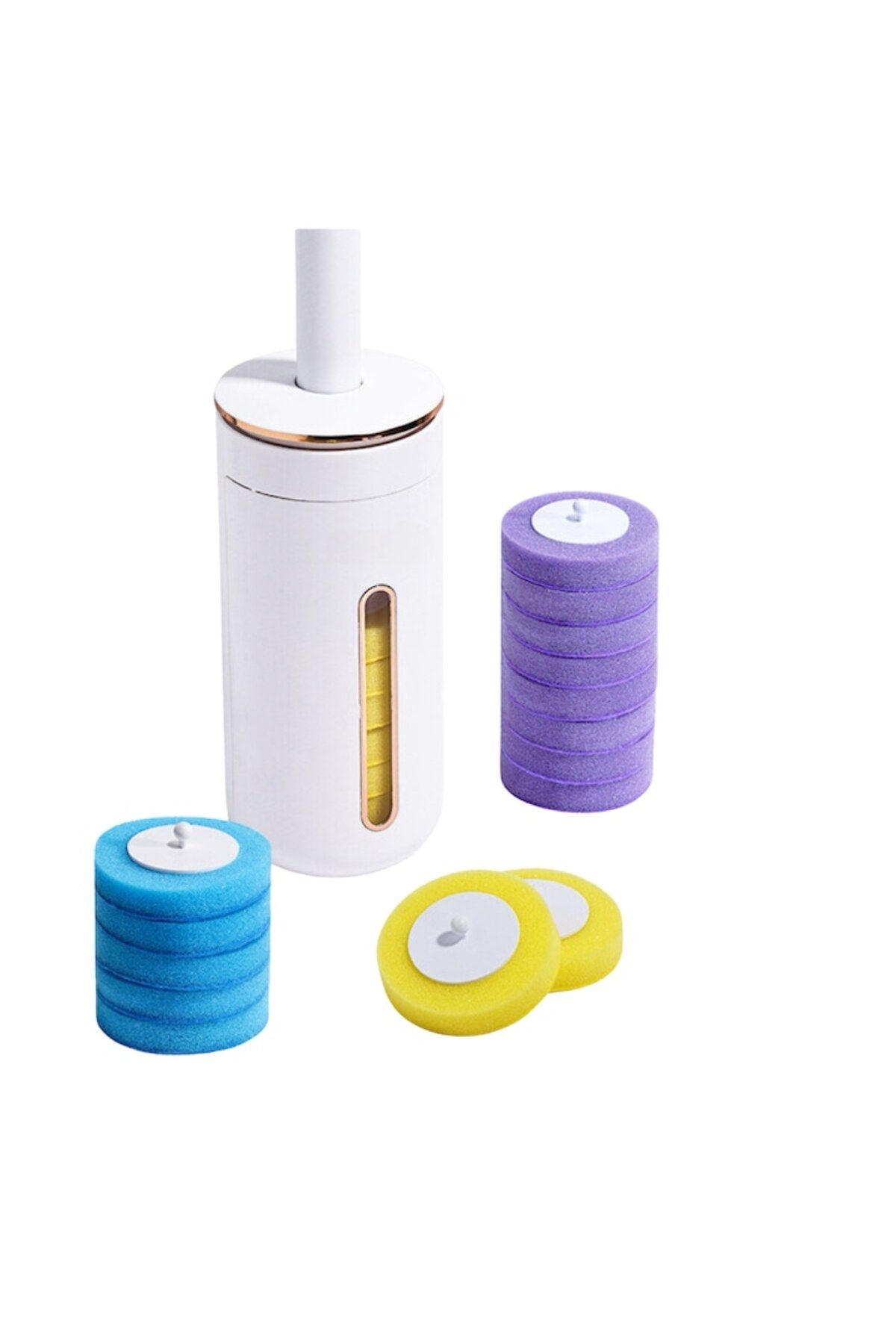 OmniDC-Complete set WC brush, 24 sponge refills, 1 practical holder, 3 aromatic diffusers: Lemon, Lavender, 2