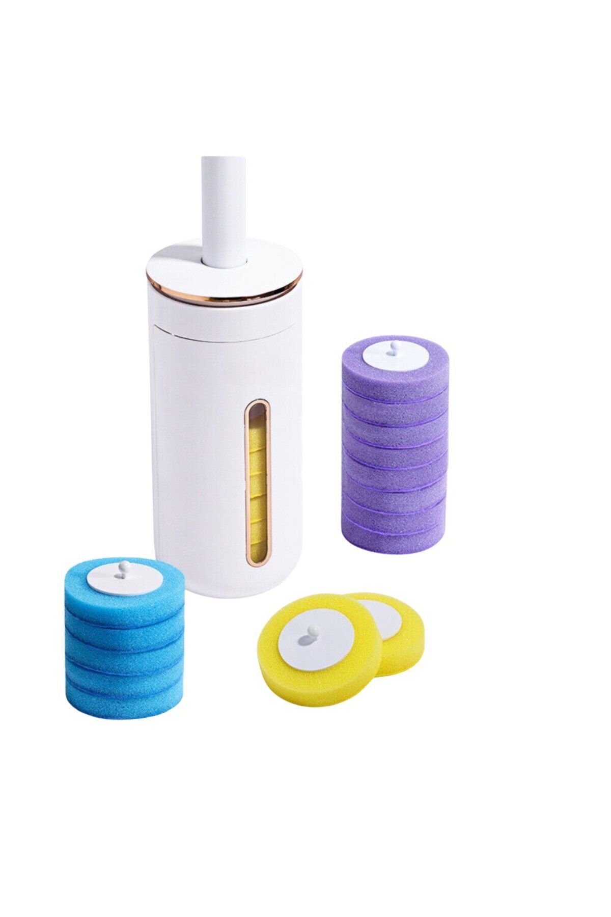 OmniDC-Complete set WC brush, 24 sponge refills, 1 practical holder, 3 aromatic diffusers: Lemon, Lavender, 4