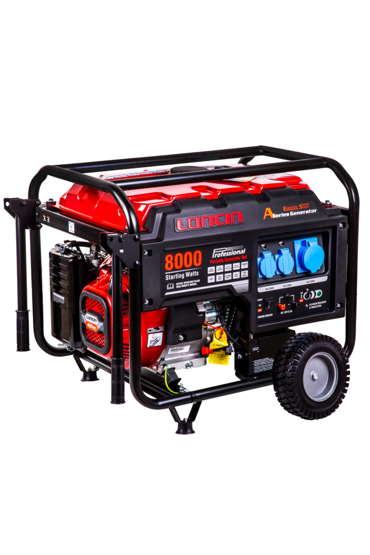 Loncin LC8000D-A EUR5 Benzinli Jeneratör – 6,5 kW – Monofaze – Marşlı / İpli – Bakır Sargılı Alterna