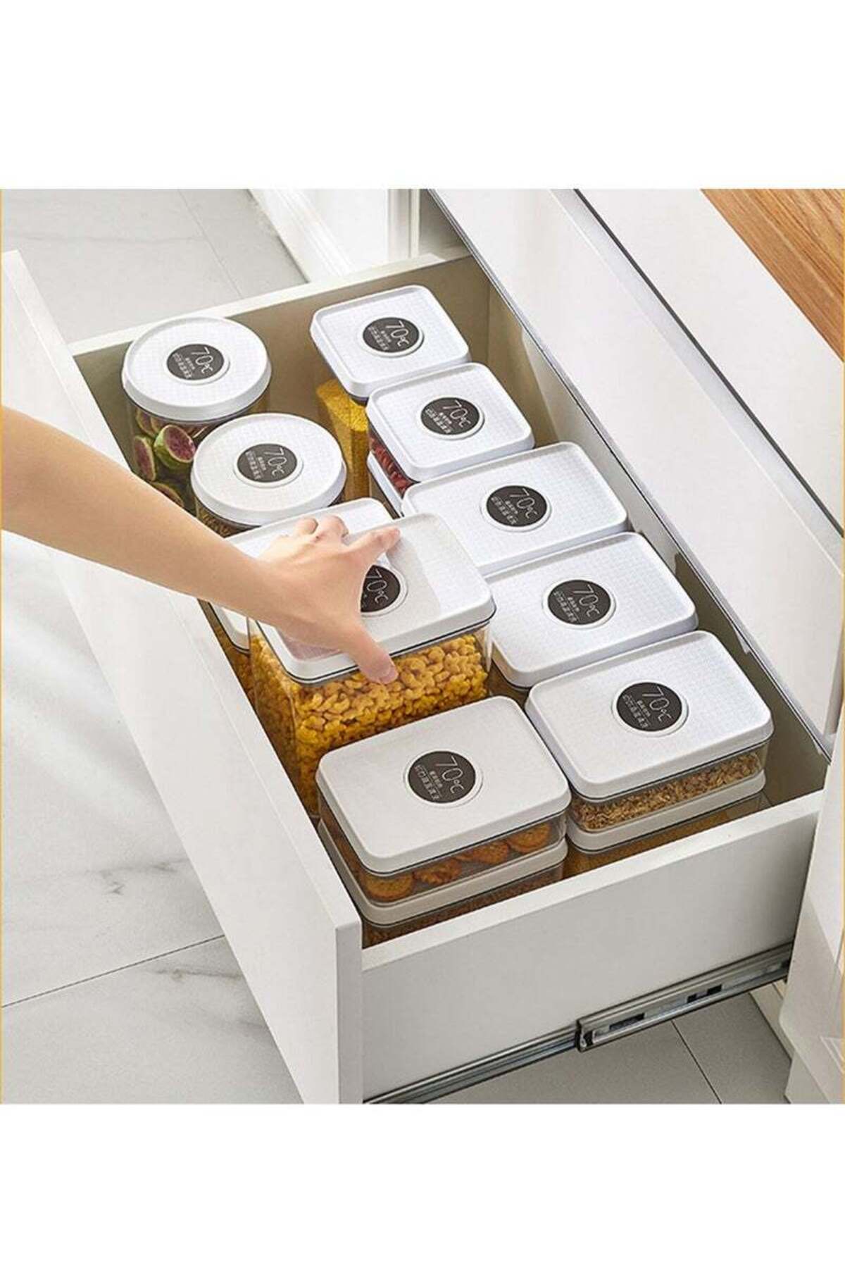 COOYA-7 Pcs Food Containers Set,POP UP Design,4 different size,Effortless to Clean,BPA-Free Tranparent 6