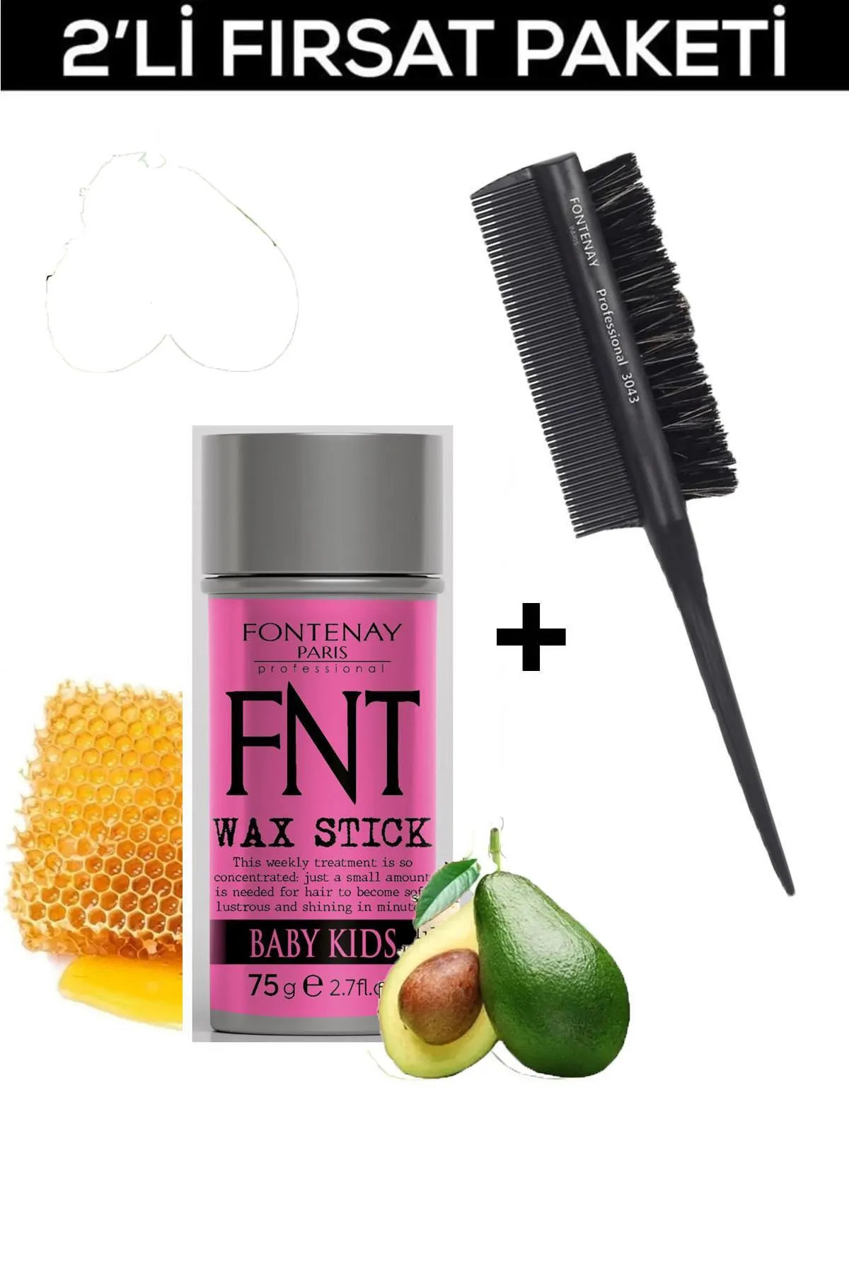Fontenay Paris Fontenay Hair Wax Stick 75gr For Kids + Profesyonel Topuz Krepe Şiş Tarak 3043 2'Li Set — FN-76