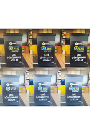 İzge 6 Adet Siyah Sıfır Atık Kutusu Geri DÖnüşüm Kutusu (GERİ DÖNÜŞMEYEN ATIK...