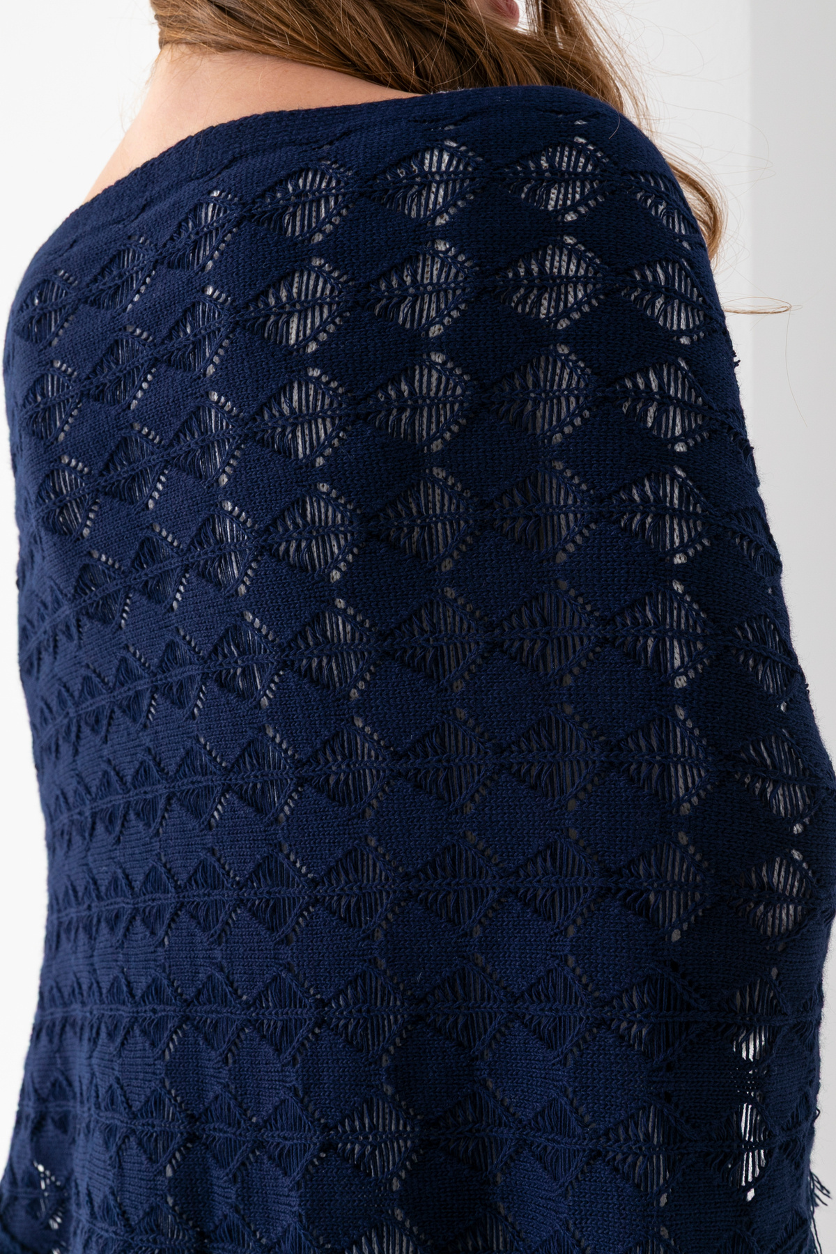 T Crazy-T-Crazy Openwork Patterned Triangle Shoulder Shawl, Stylish and Practical Knitwear Knitted Accessory with Tassels, Triangle Knitwear Shawl 7