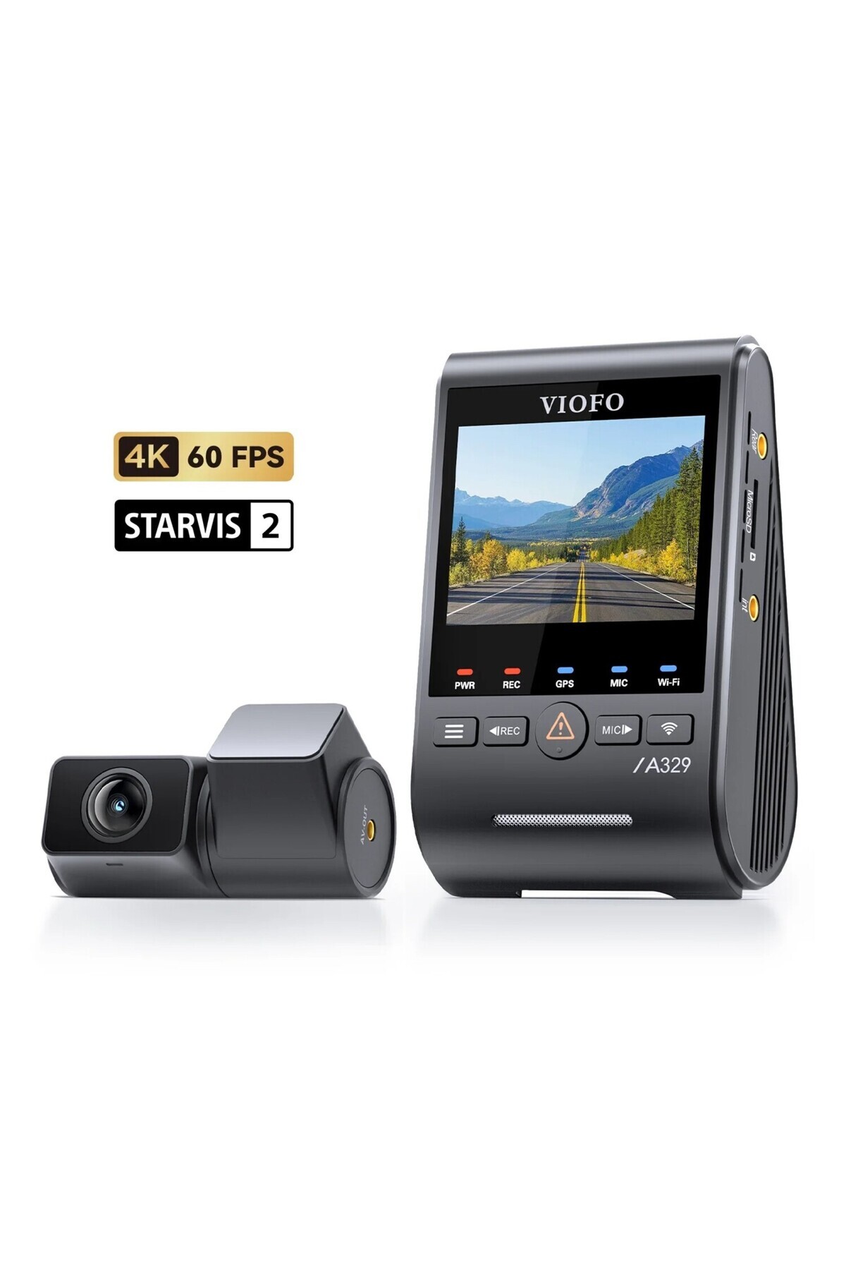 Viofo A329S 2 Kameralı Ön ve Arka 4K 60FPS+2K Wi-Fi 6 HDR Sony STARVIS 2 Sensör GPS'li SSD Destekli