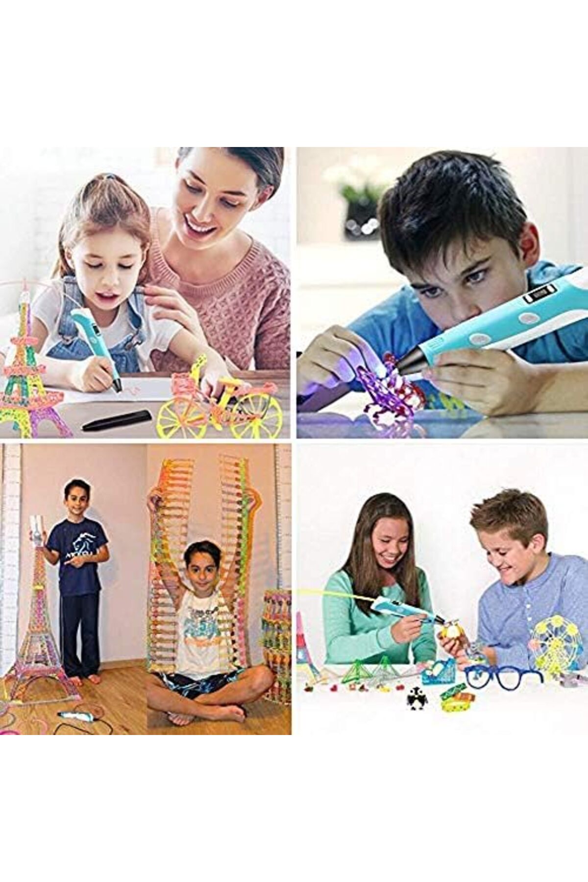 قلم پرینتر ترسیم سه‌بعدی ارتقا یافته با صفحه نمایش LCD و فیلامنت PLA/ABS ۱.۷۵ میلی‌متری (۳ رنگ و ۳ متر)