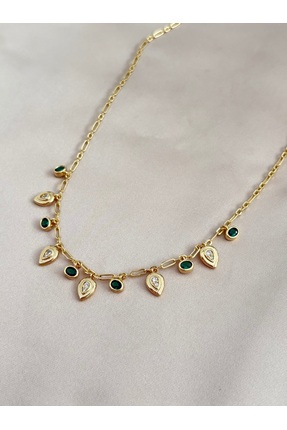 jewelerystore Kadın Taşlı Vip Çelik Kolye Gold