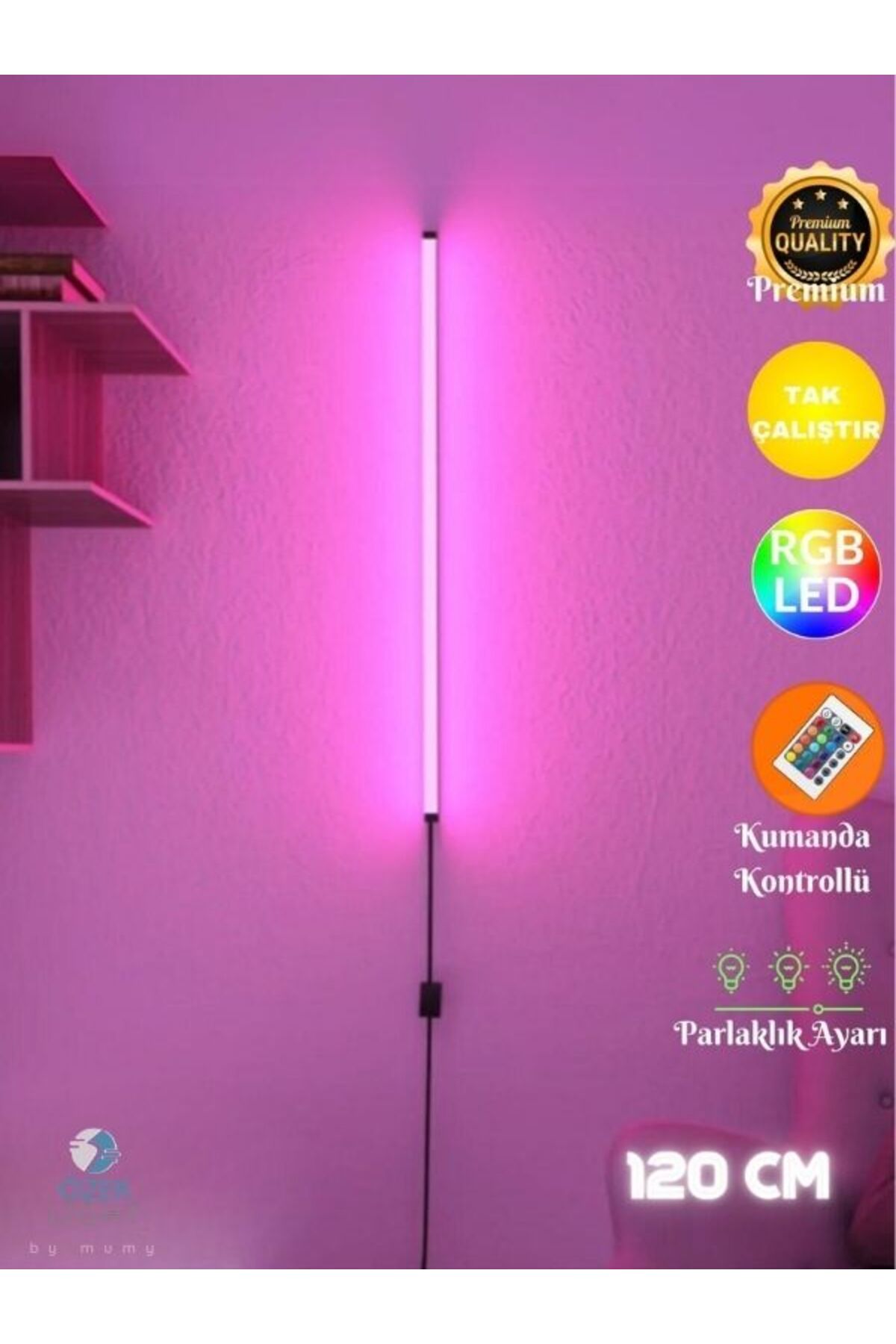 Remote Control Corner Rgb Led Lampshade Sconce Night Light 120 Cm