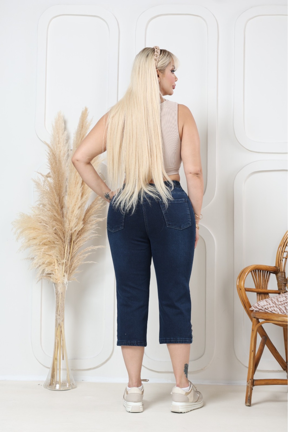 EYLÜL BUTİK  Kadın Beli Lastikli Kapri - Görsel 7