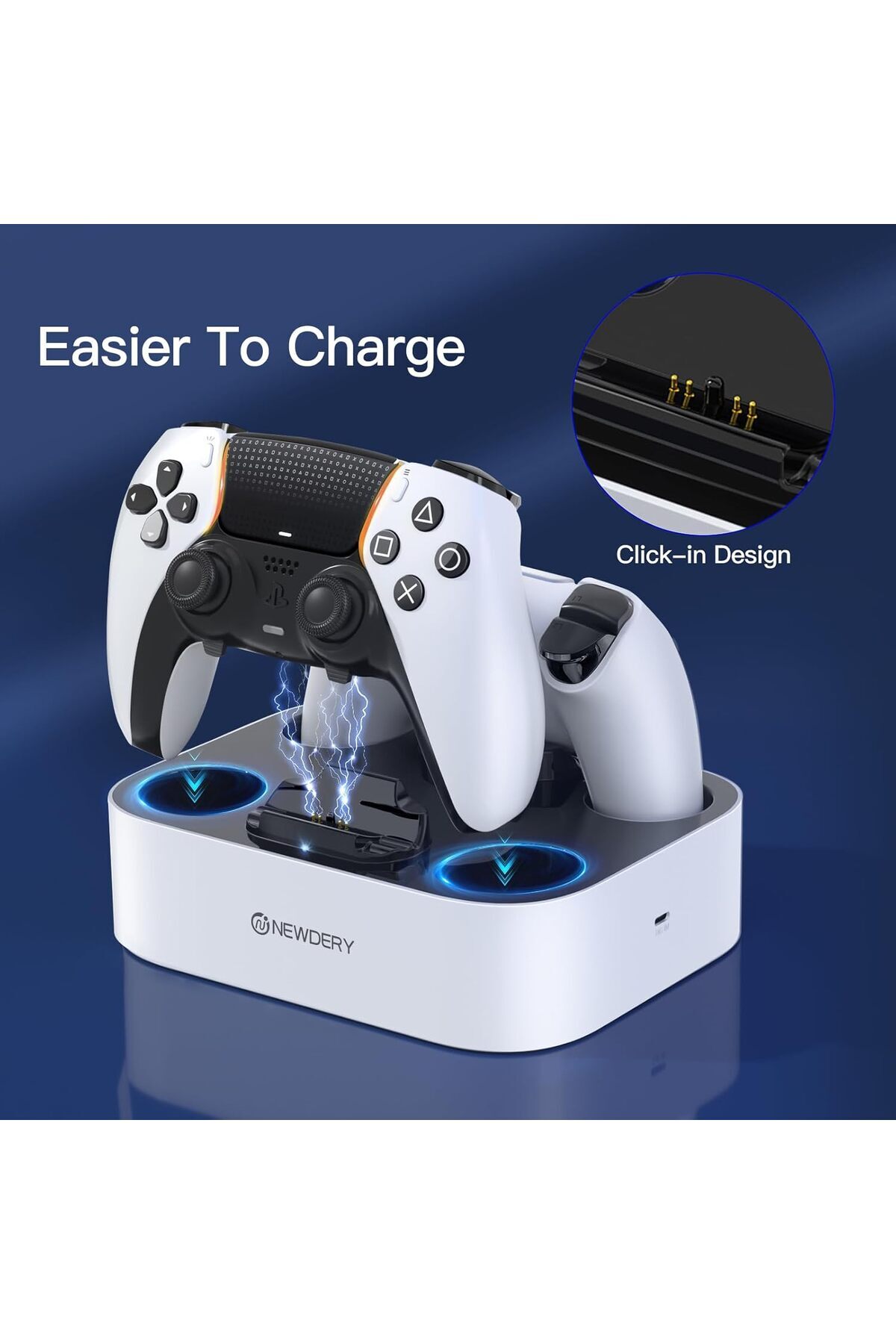 NEWDERY-PS5 Dual Charging Stand with LED Indicator and fast charging 4