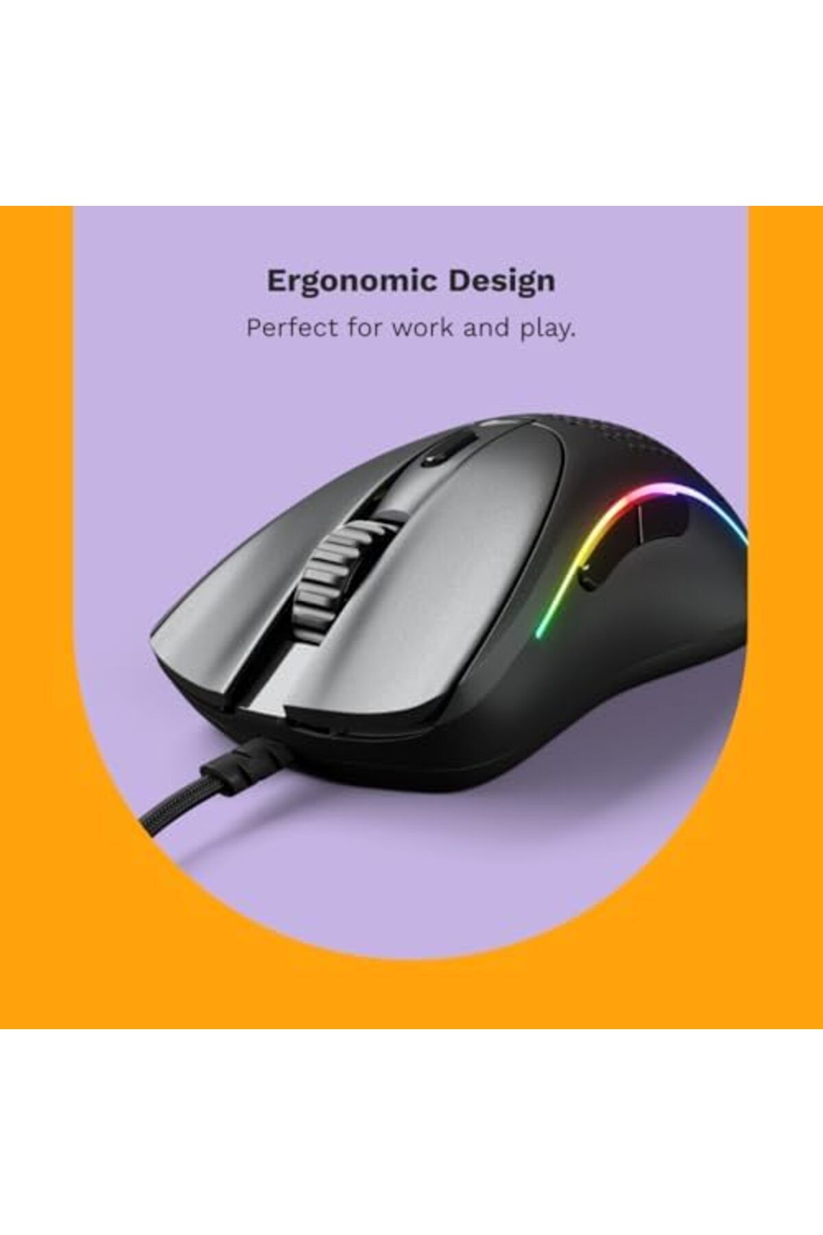 Glorious-Gaming Wired Mouse D2 RGB Super Light Weight 58g Optical Sensor 26K DPI 6 Programmable Buttons 80M C 3