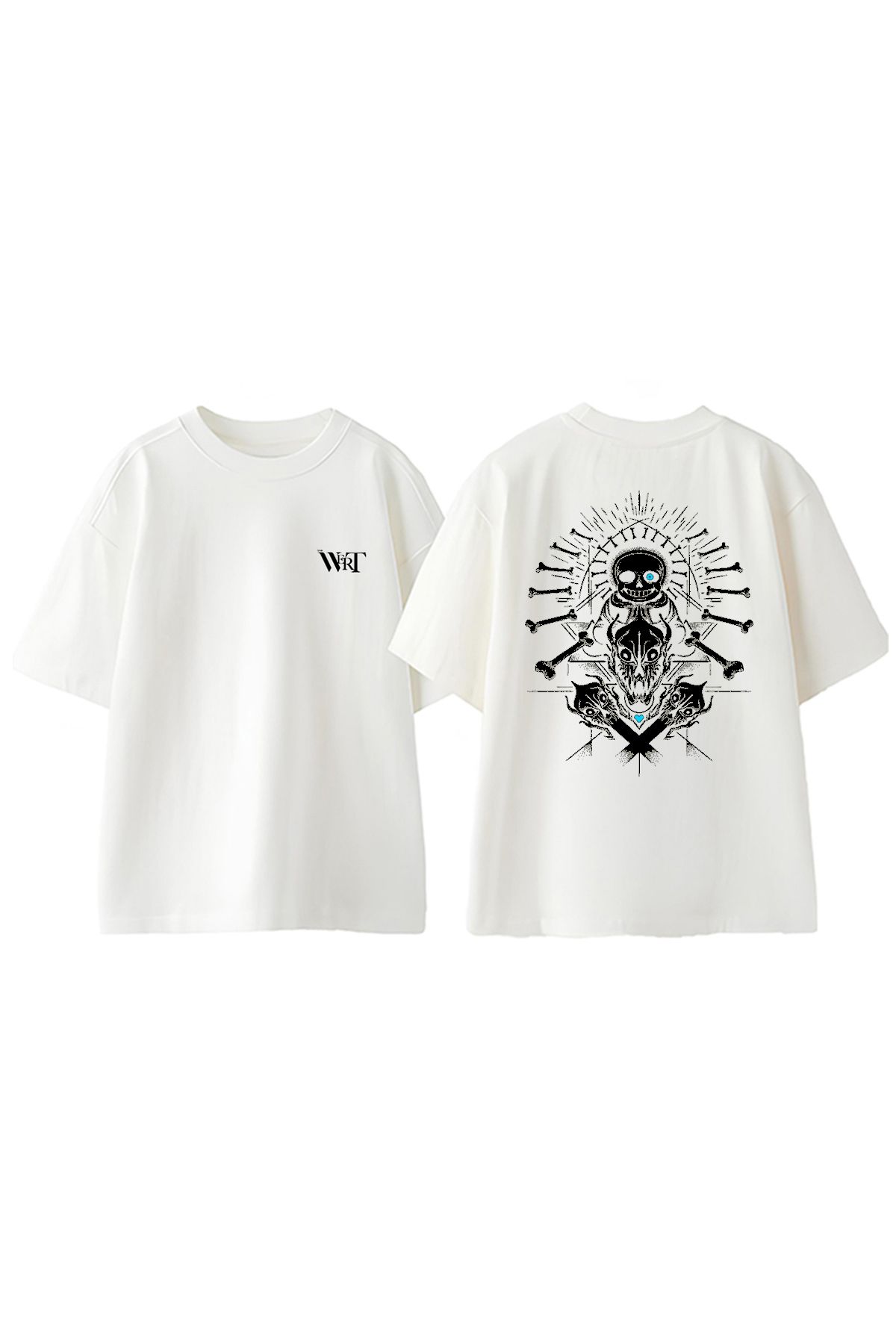 THEWERT-Undertale Game 2 Design Back Printed Βαμβακερό λευκό μπλουζάκι Oversize 1