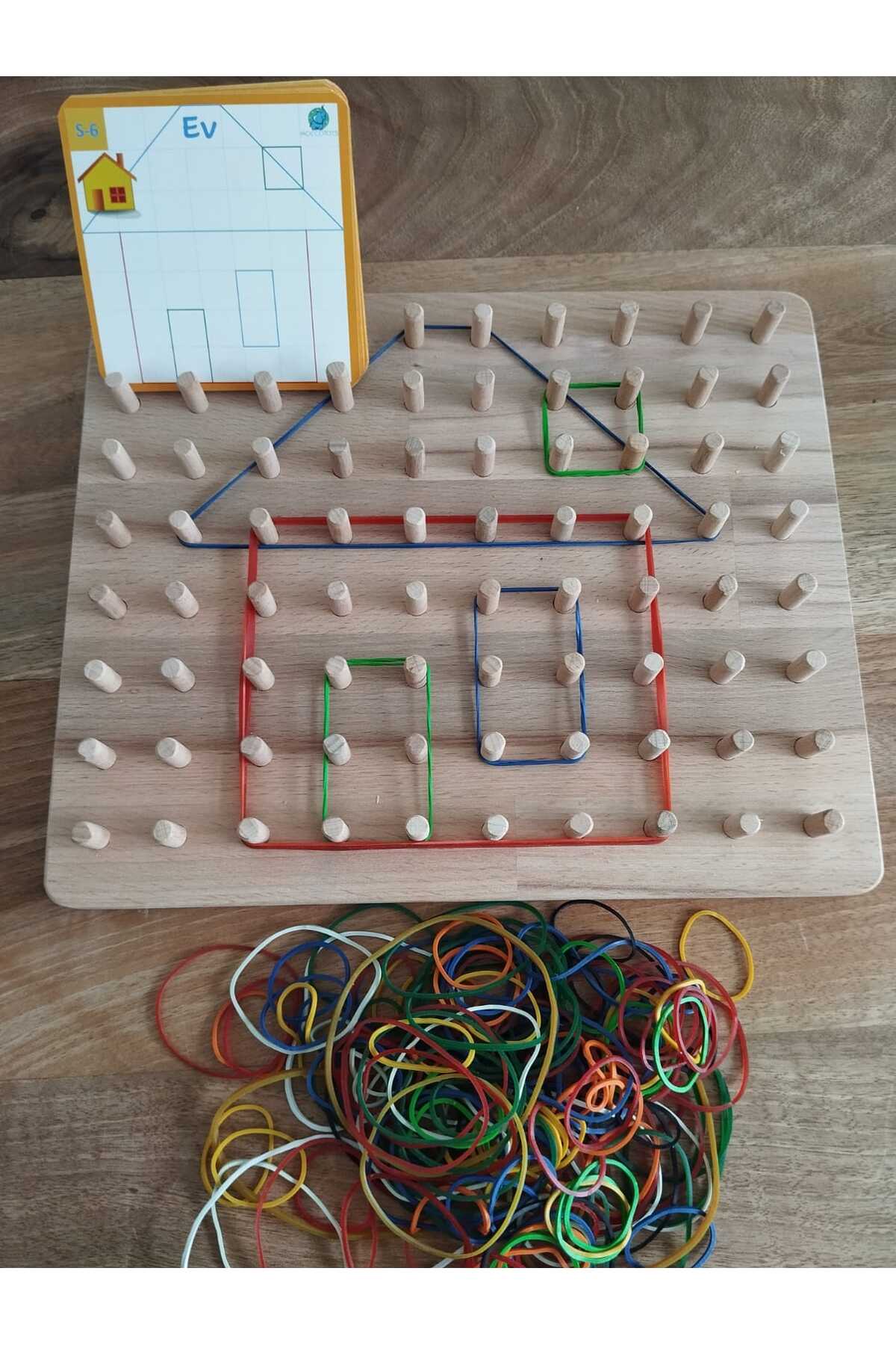 Moccotoys Geoboard - Jumbo Montessori Eğitici Kartlı Lastikli Şekiller Geometri Oyunu (10X8) fotoğrafı 6 (önizleme)