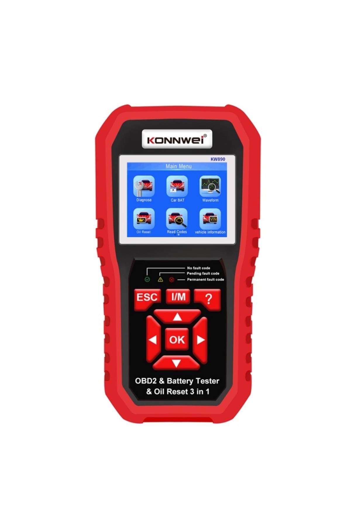 KONNWEİ-Car Diagnostic and Scan Tool, KW890, OBD2, 2.8 Inch Display, Read and Clear Engine Fault 2