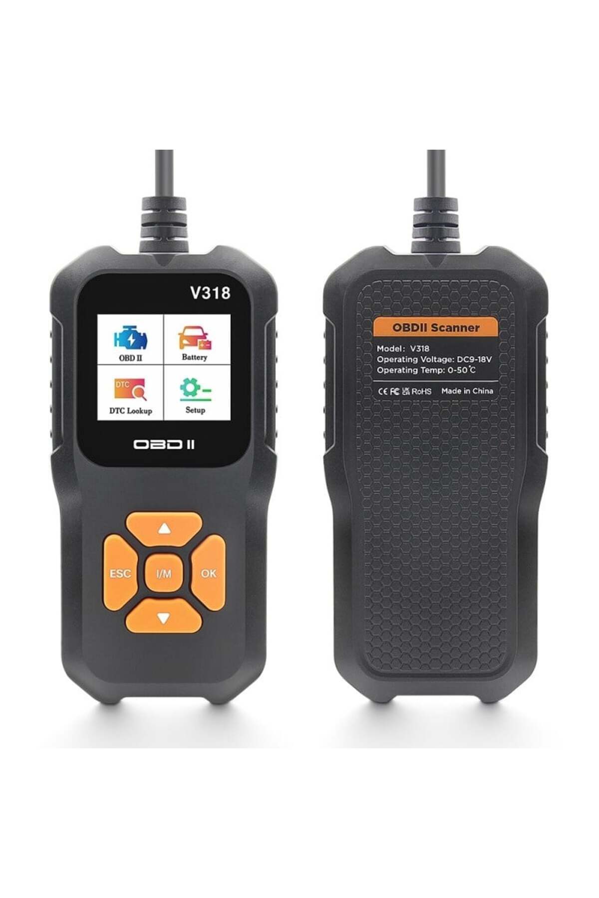 TECHSTAR-® V318 Car Diagnostic Tester, Read/Clear Fault Codes, LCD, Battery/Charging System Scanner, 4