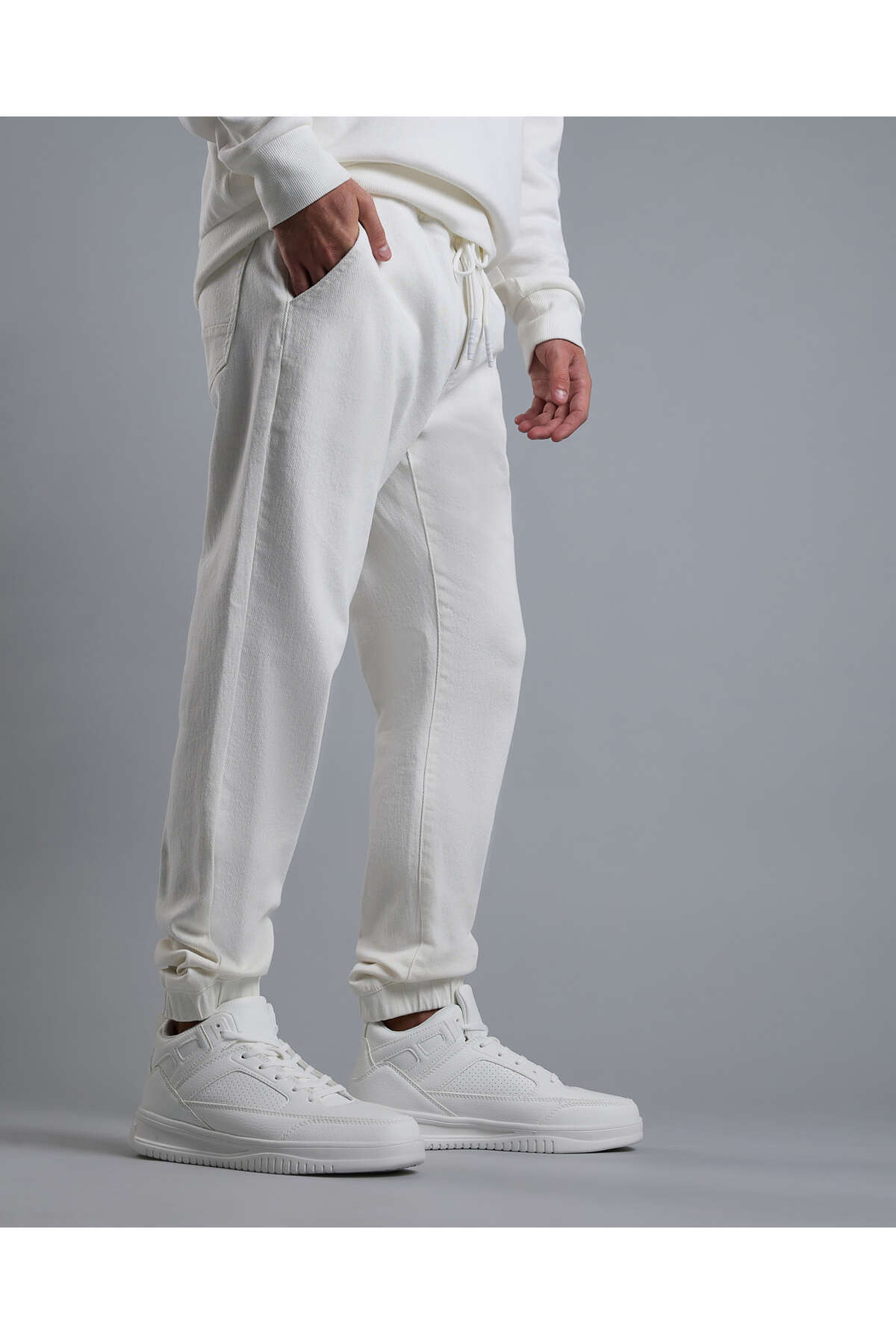 R&B-Solid Jogger Jeans with Drawstring Waist 4