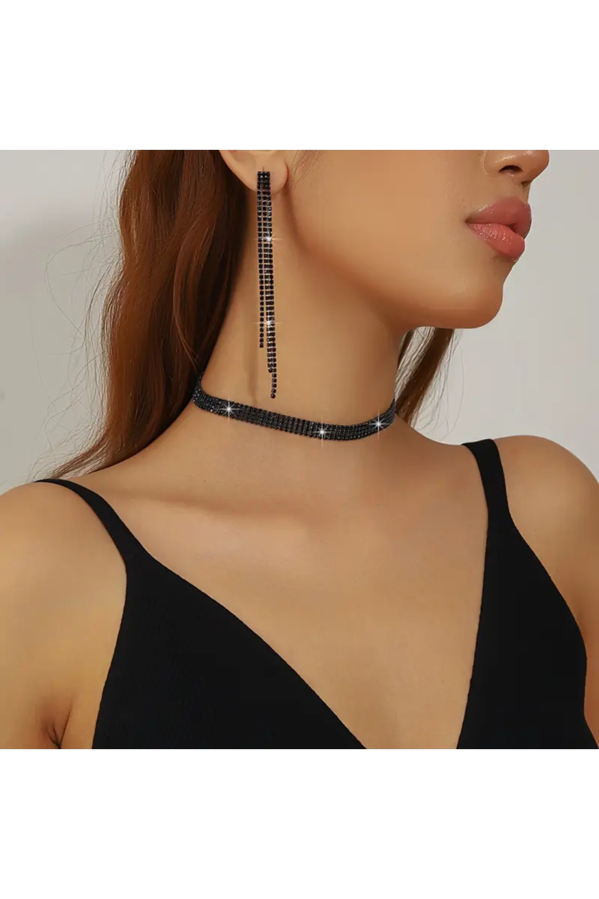 Flaner Paris Accessorize Flaner Paris Lüks Kristal Taşlı Zarif Kadın, Düğün, Davet ve Mezuniyet İçin Işıltılı Takı Seti