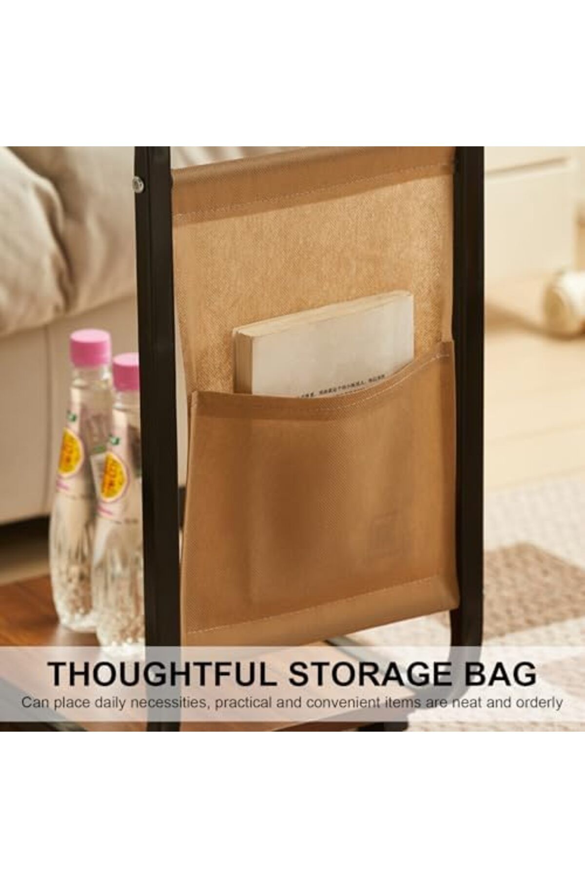 Türkiye-C Shaped End Table,Movable Side Table Coffee Table Sofa Table with Wheels and Storage Bag for Small 8